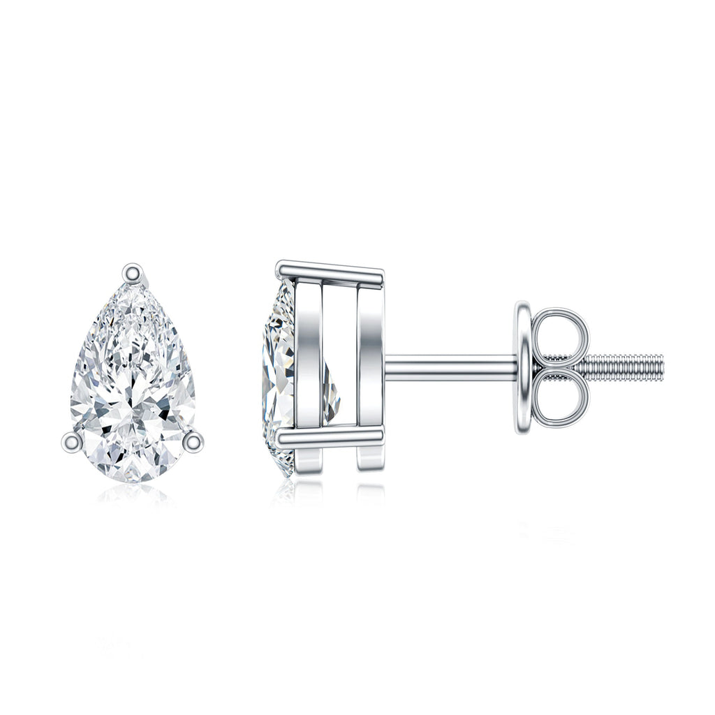 Pear Cut Diamond Solitaire Stud Earrings
