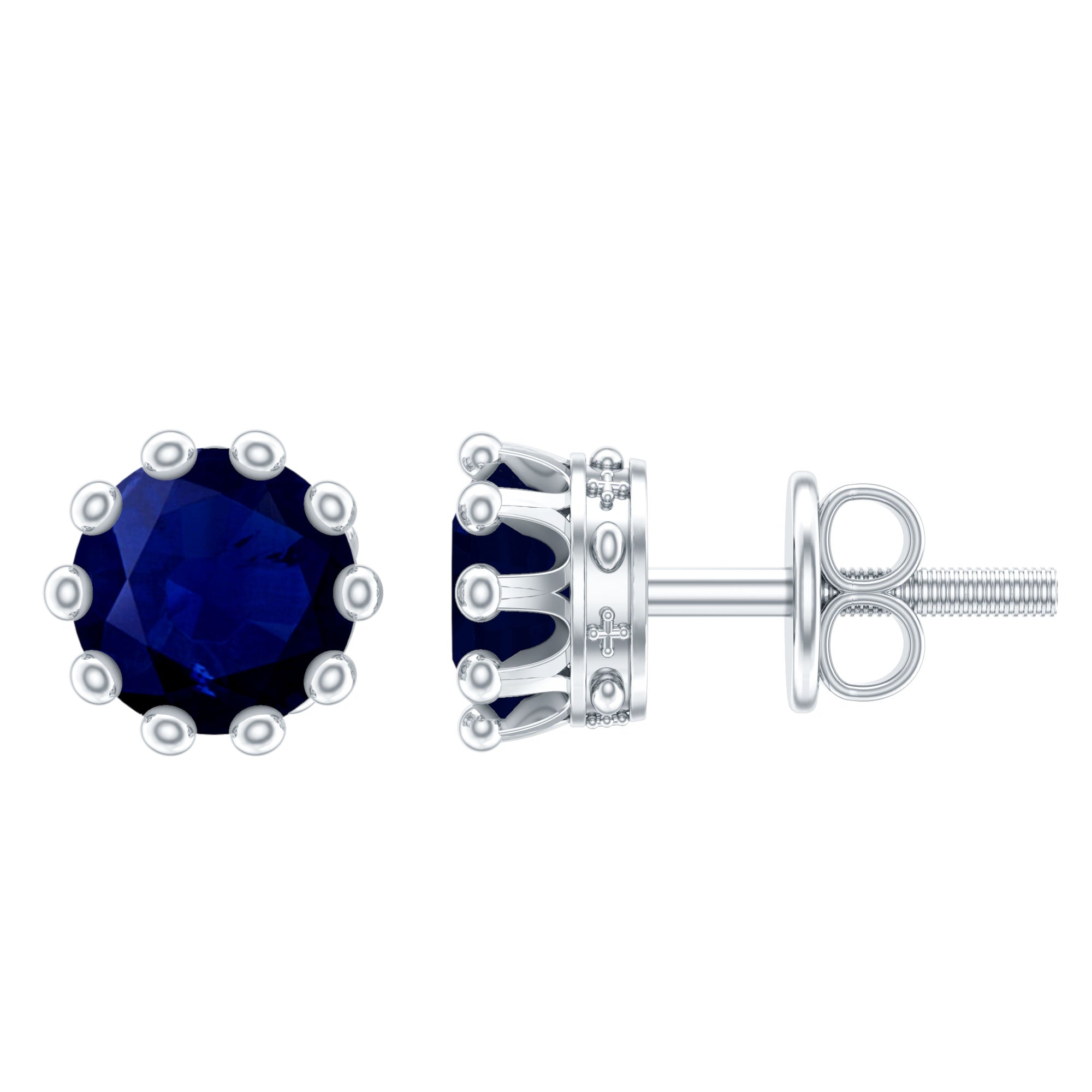1.9 Carat Blue Sapphire Solitaire Vintage Earrings for Women