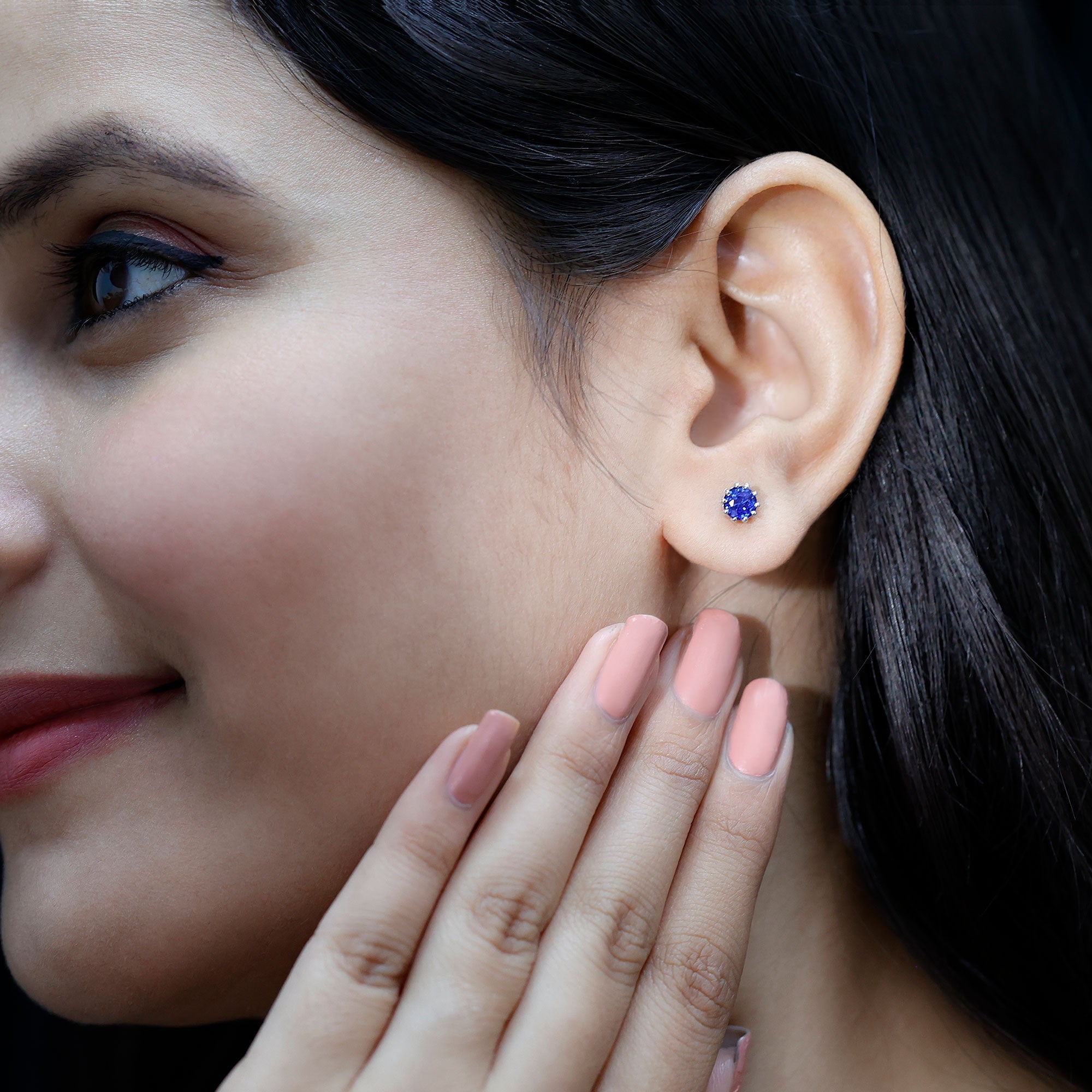 1.9 Carat Blue Sapphire Solitaire Vintage Earrings for Women