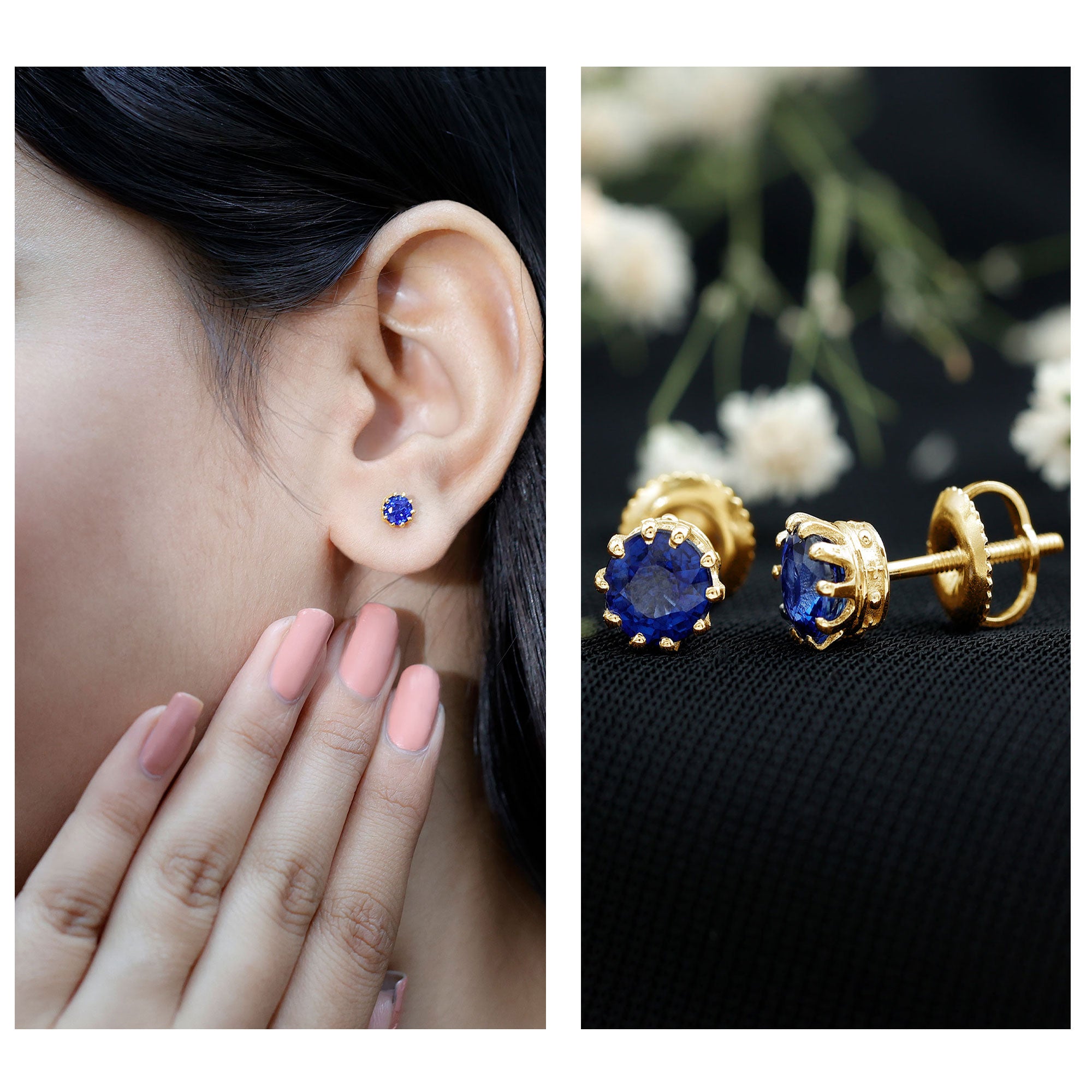 1.9 Carat Blue Sapphire Solitaire Vintage Earrings for Women