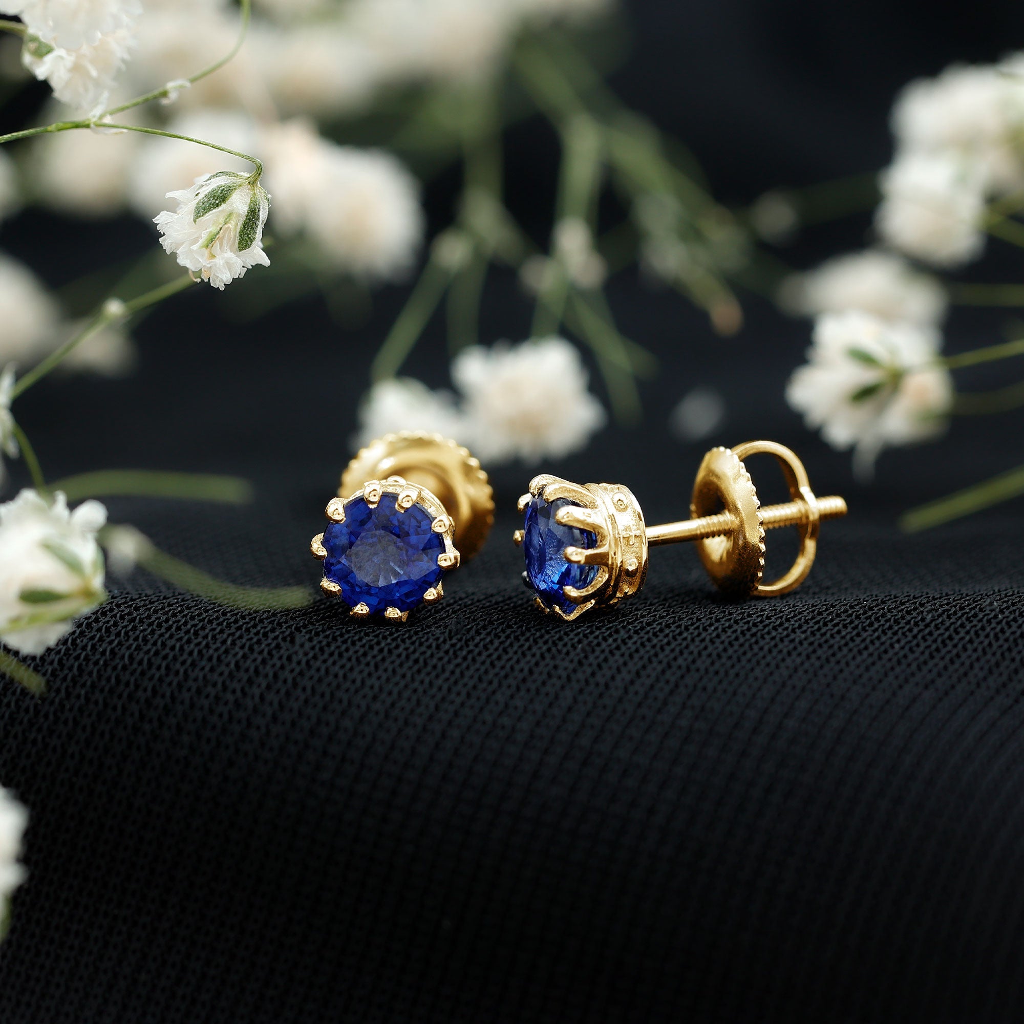 1.9 Carat Blue Sapphire Solitaire Vintage Earrings for Women