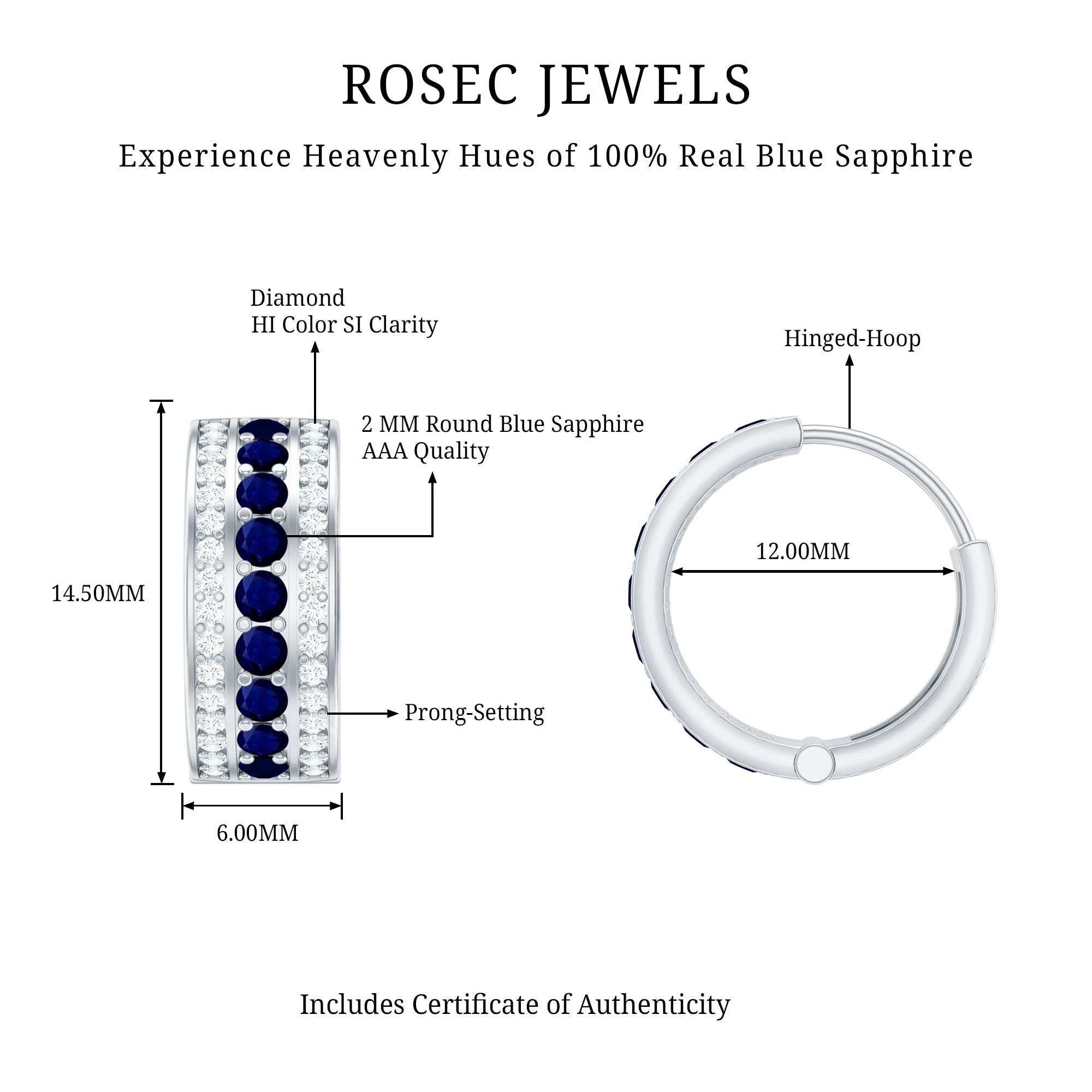 Blue Sapphire and Diamond Statement Hoop Earrings