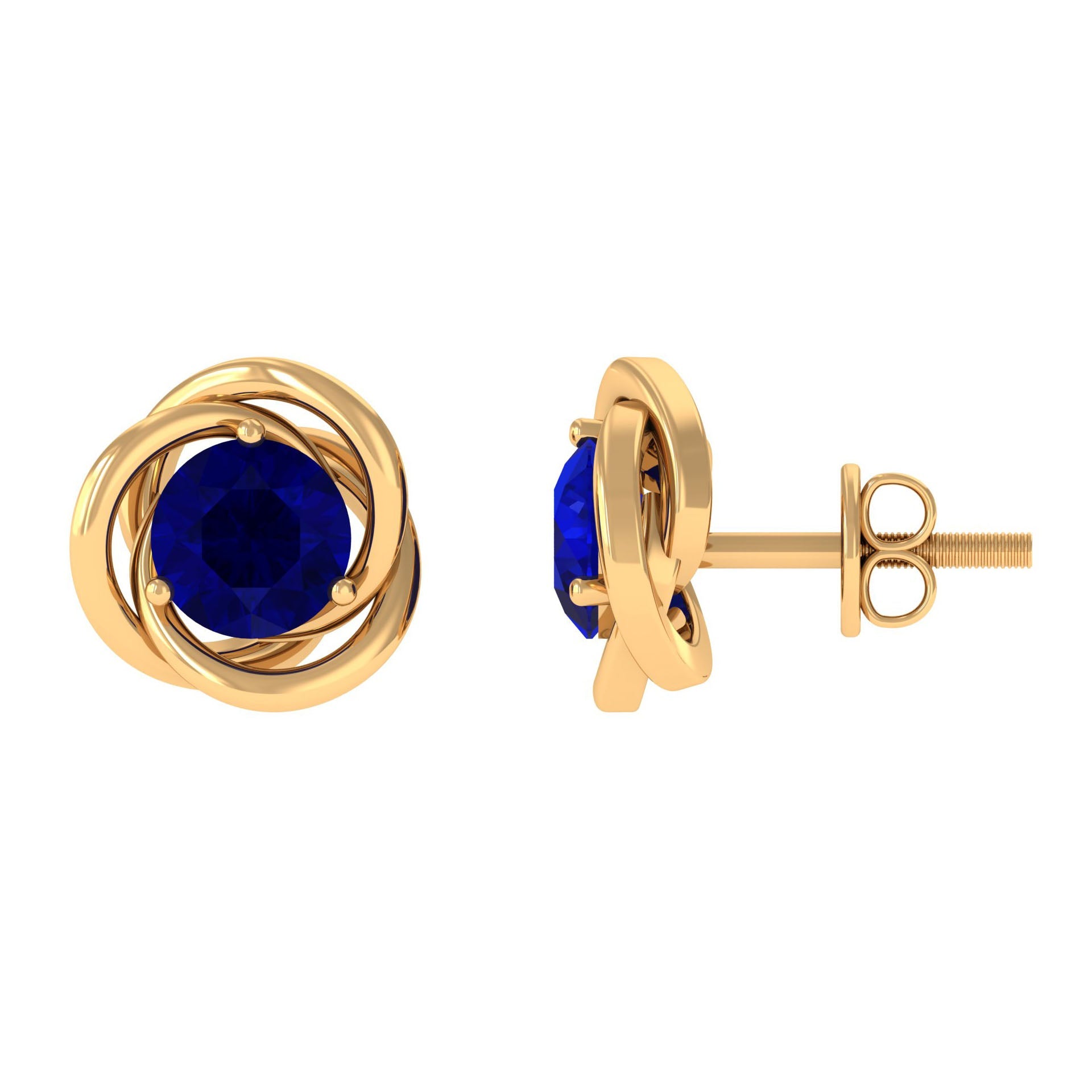 1.9 Carat Natural Blue Sapphire Swirl Stud Earrings