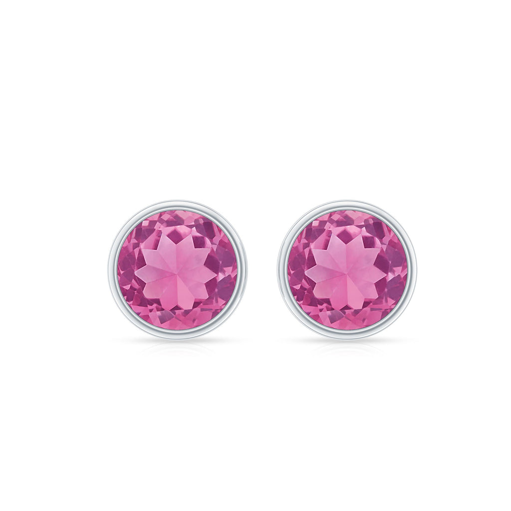 Natural 2.4 Carat Pink Tourmaline Stud Earrings with Screw Back