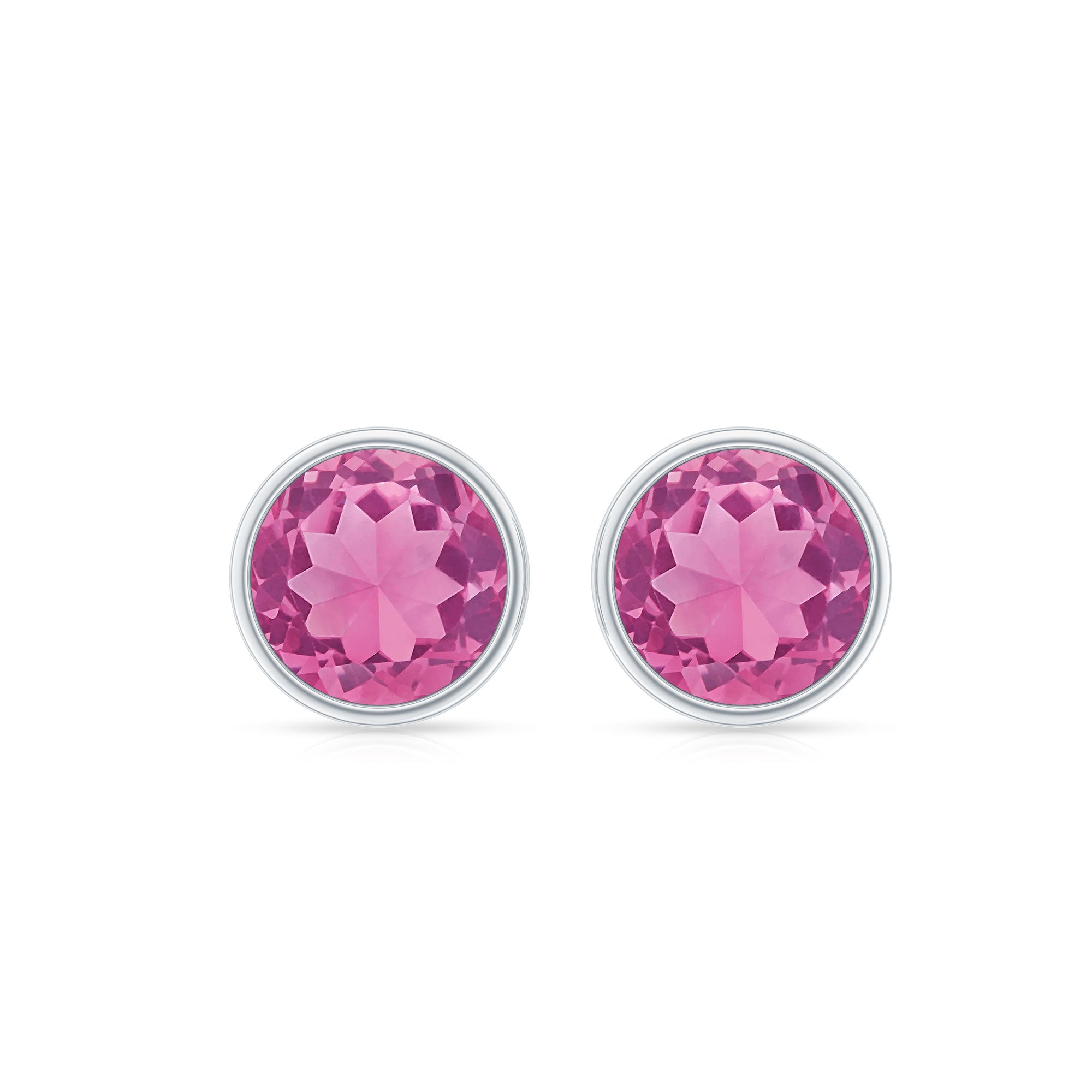 Natural 2.4 Carat Pink Tourmaline Stud Earrings with Screw Back
