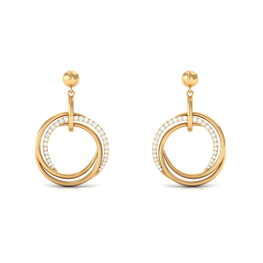 Round Cut Diamond Drop Earring with Screw Back Closure