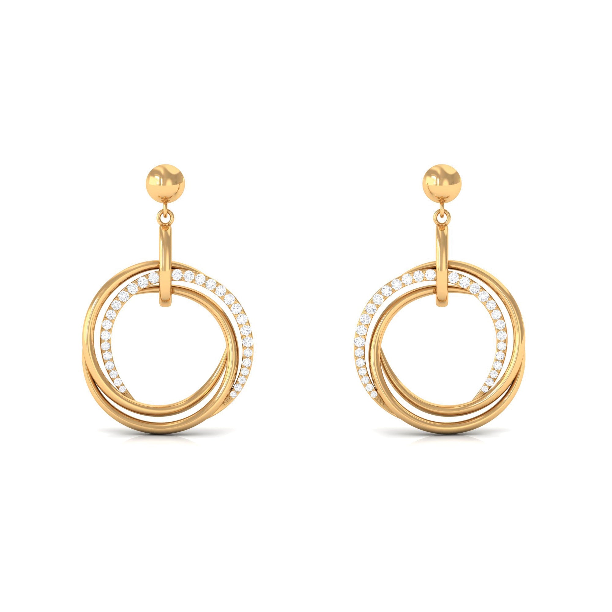 Round Cut Diamond Drop Earring with Screw Back Closure