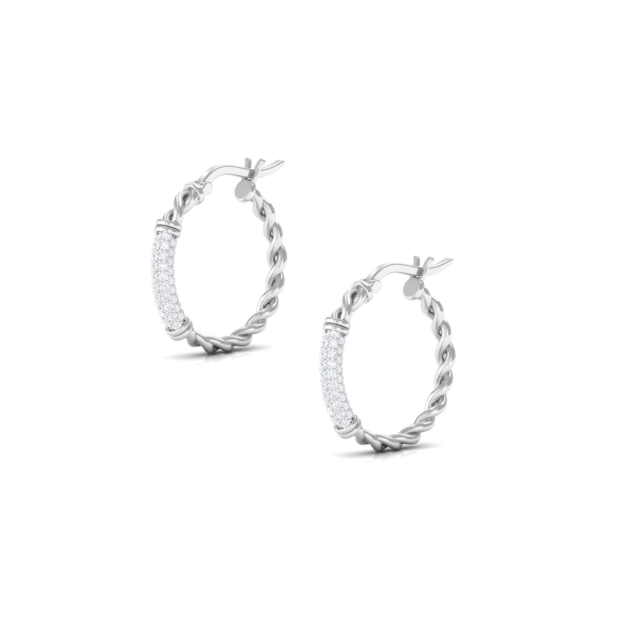 Twisted Rope Hoop Earrings with Diamond