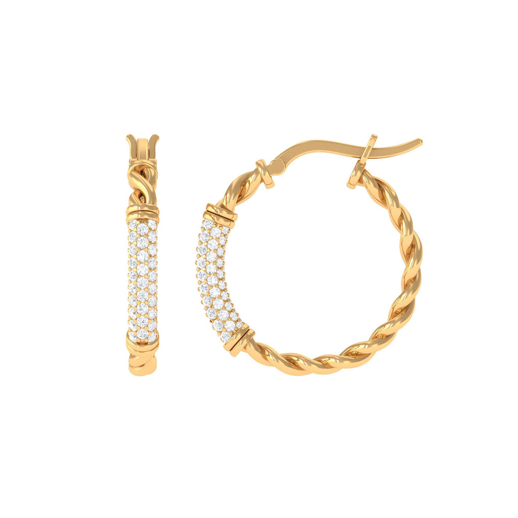 Twisted Rope Hoop Earrings with Diamond