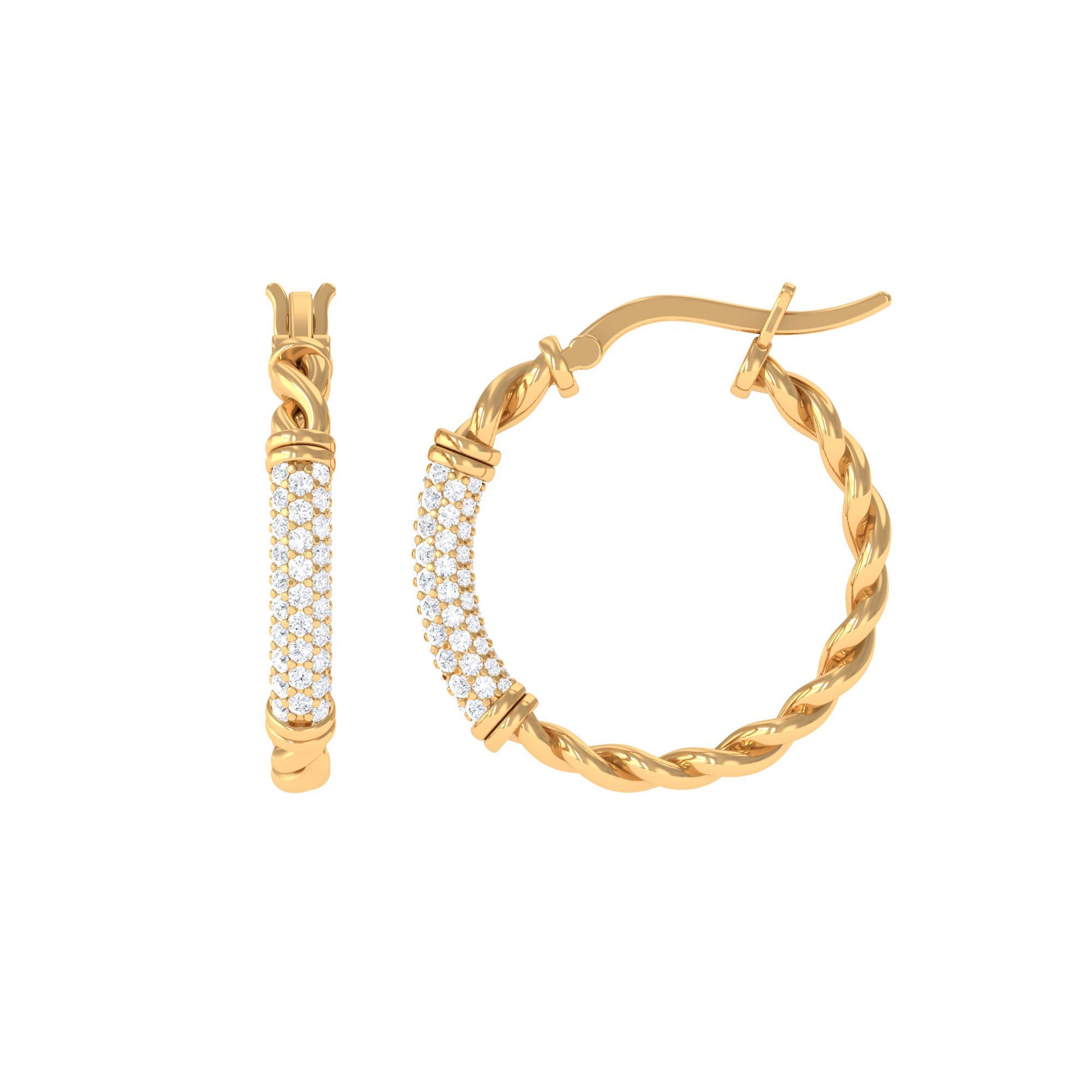 Twisted Rope Hoop Earrings with Diamond