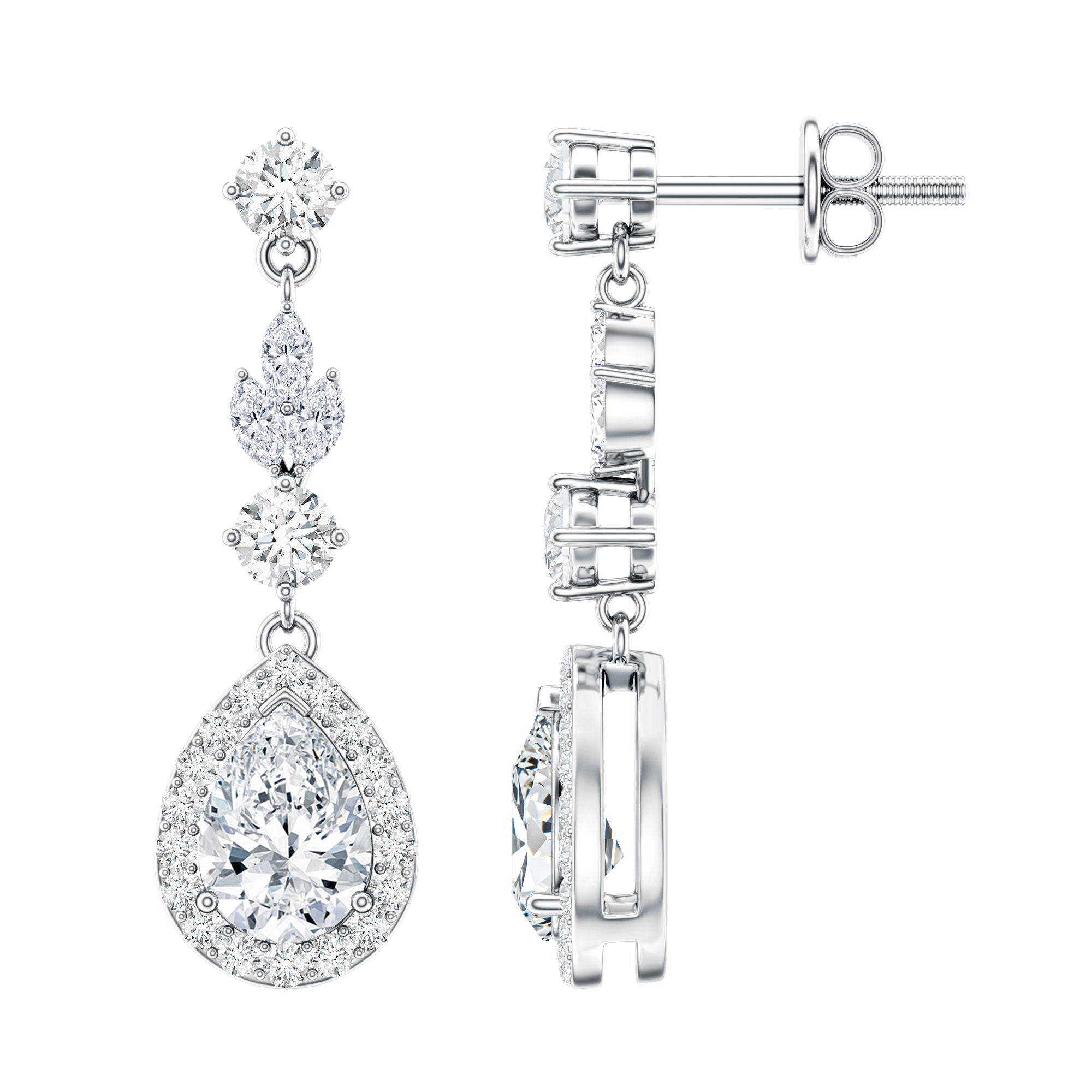 Classic Pear Shape Moissanite Bridal Dangle Earrings