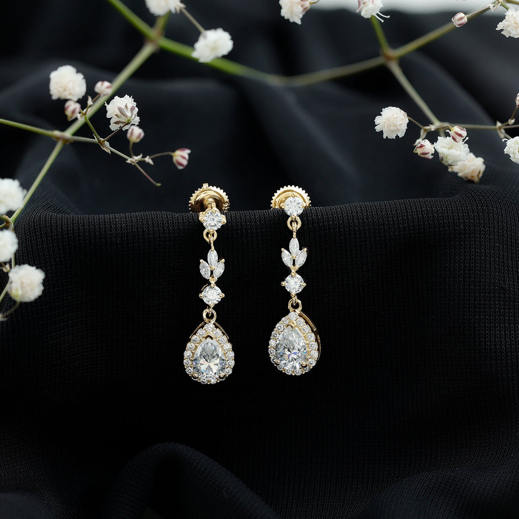Classic Pear Shape Moissanite Bridal Dangle Earrings