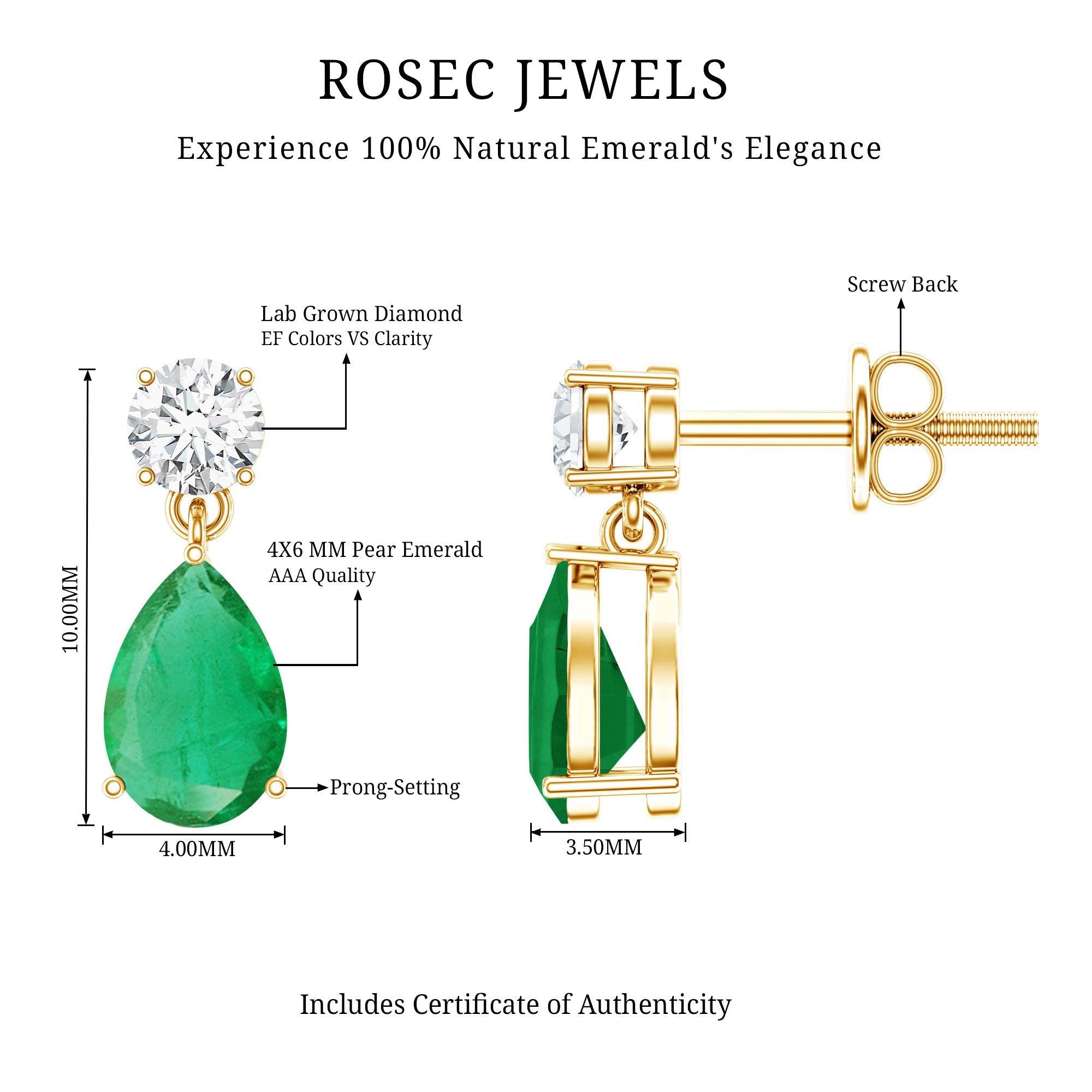 Certified Emerald and Diamond Bridal Teardrop Earrings
