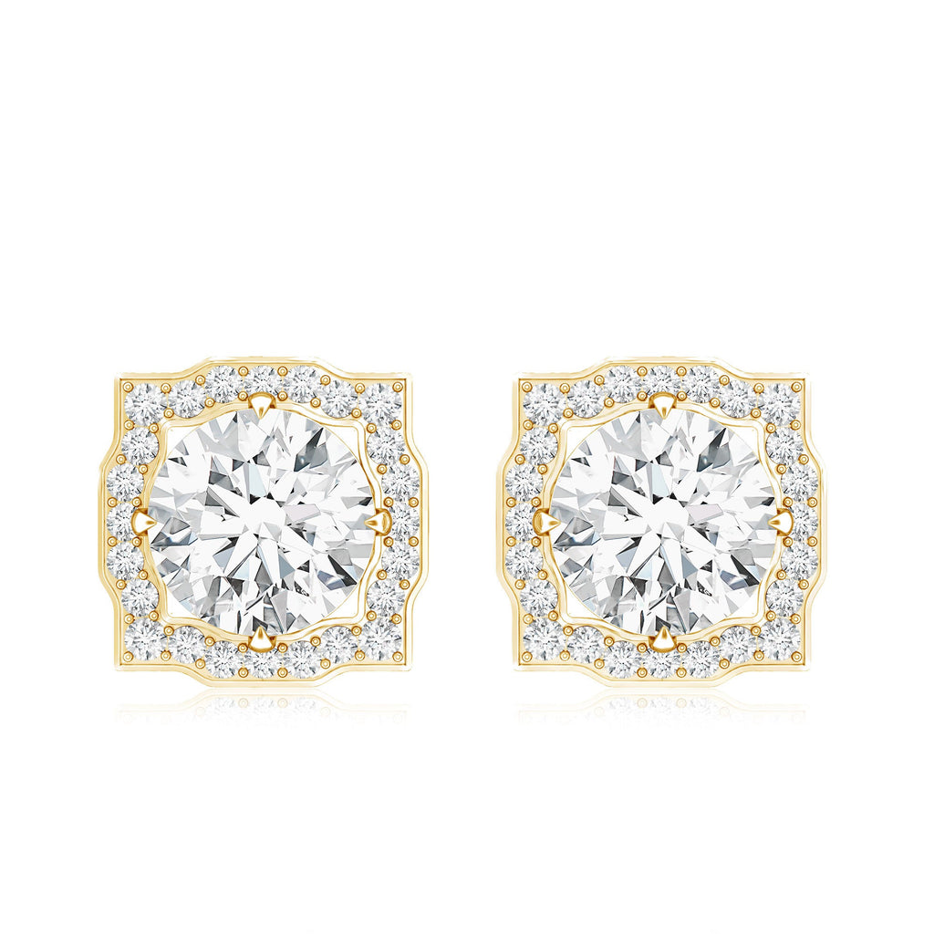 Certified Moissanite Bridal Stud Earrings with Halo for Women