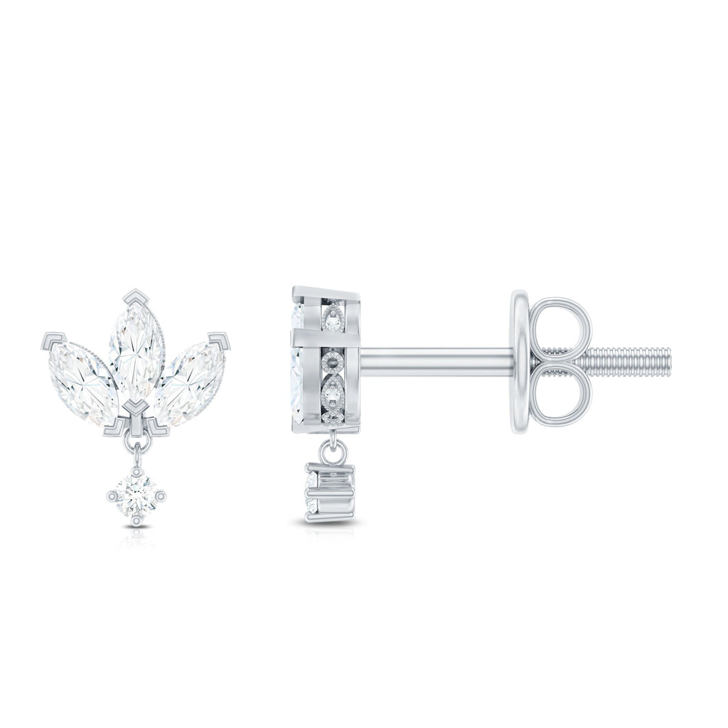 Genuine Diamond Lotus Flower Earrings for Women