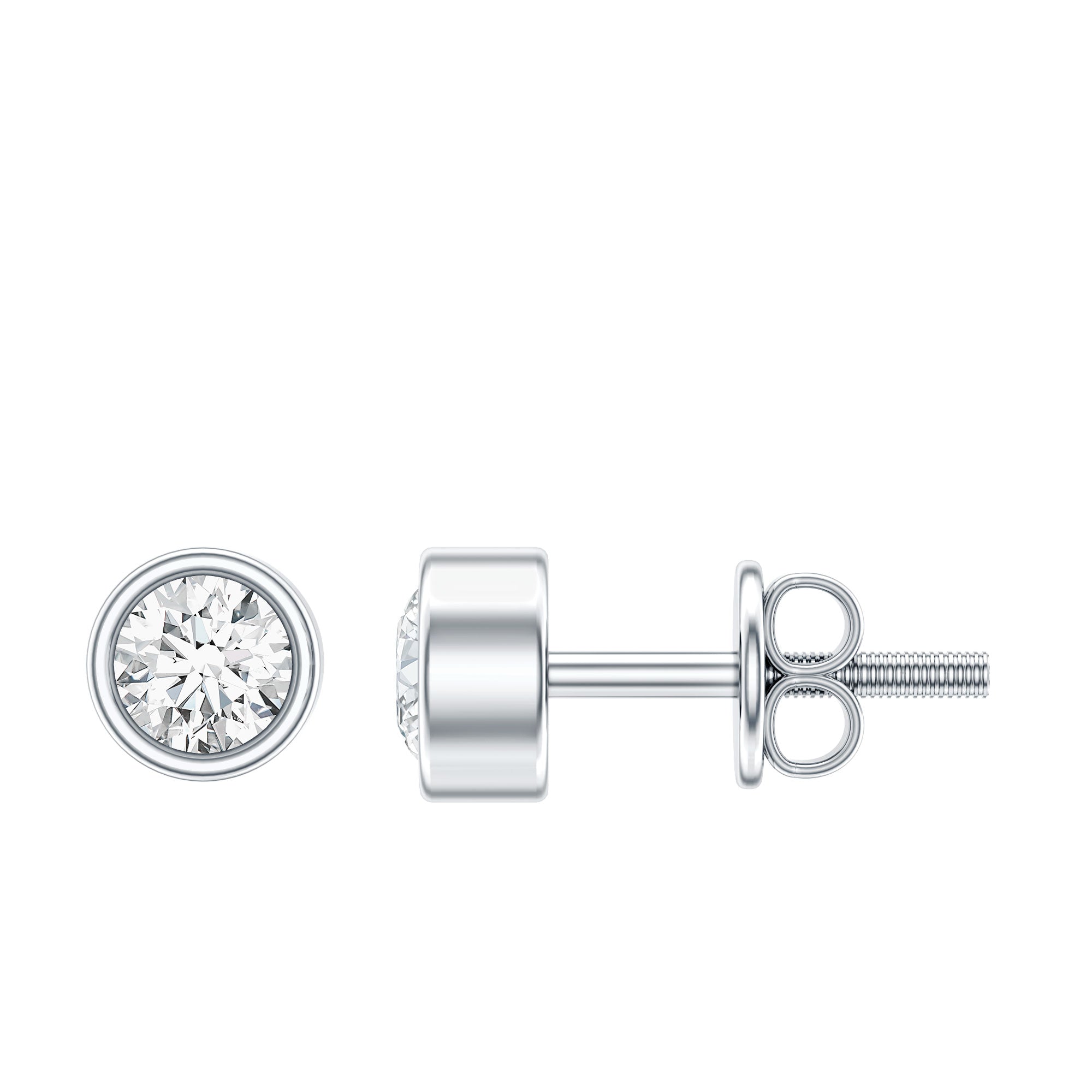 Minimalistic Bezel Set Diamond Stud Earrings