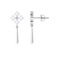 Minimal Diamond Dangle Drop Earrings with Screw Back