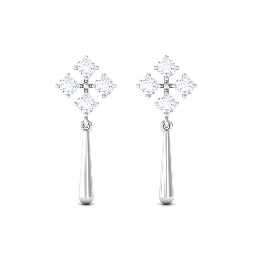 Minimal Diamond Dangle Drop Earrings with Screw Back