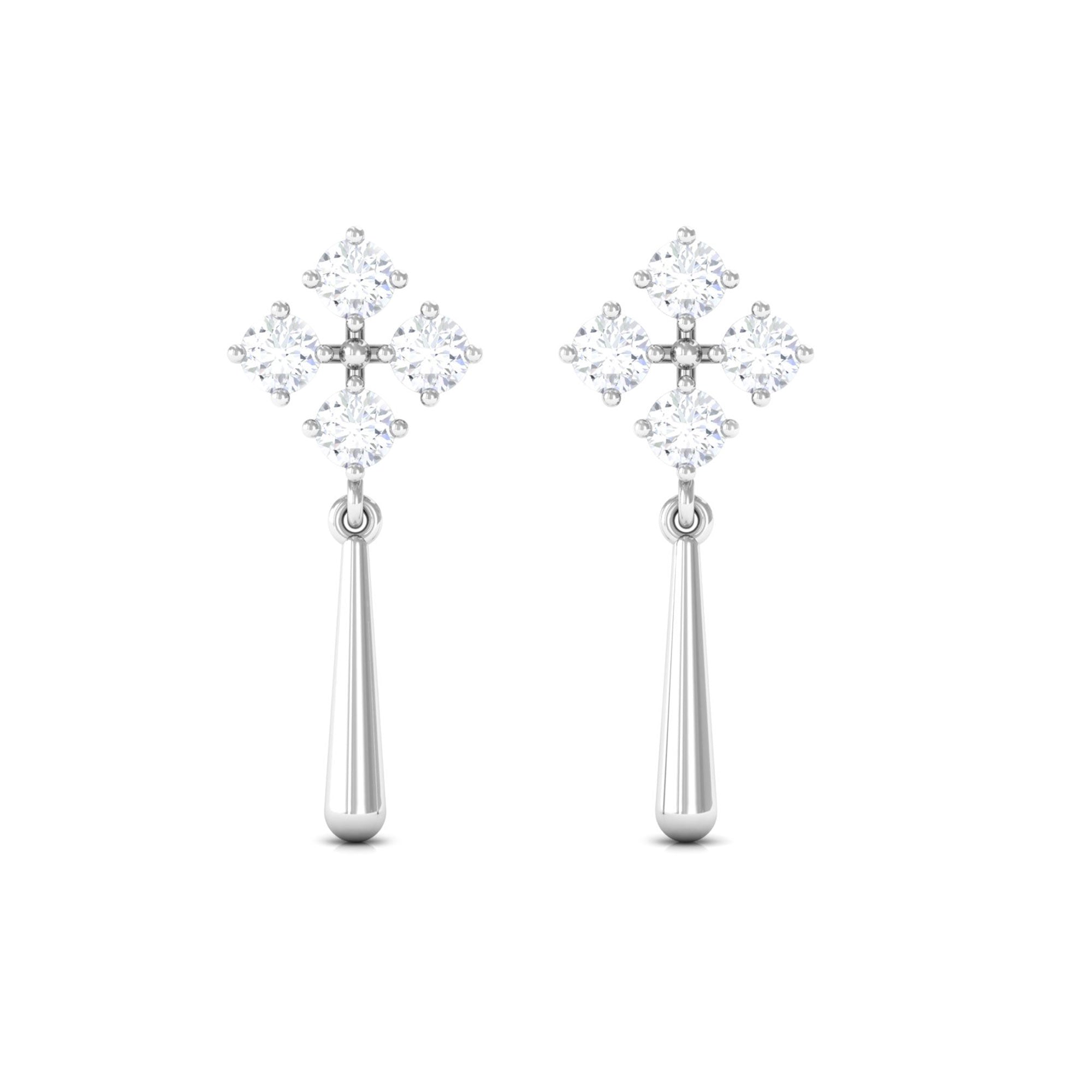 Minimal Diamond Dangle Drop Earrings with Screw Back