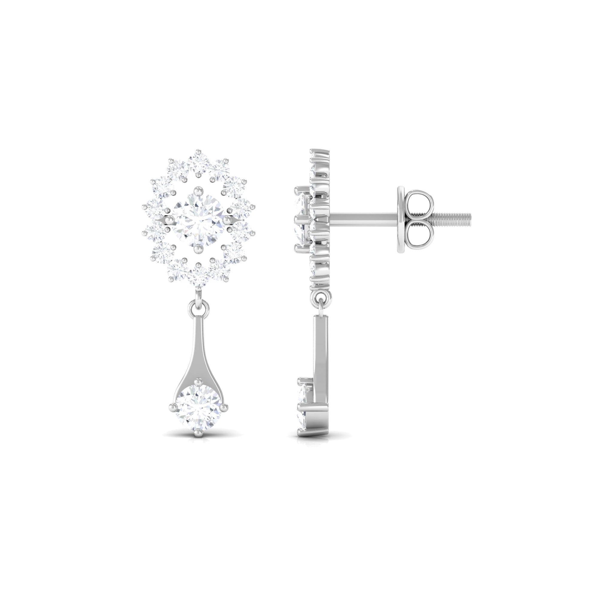 Natural Diamond Drop Dangle Earrings with Certificate
