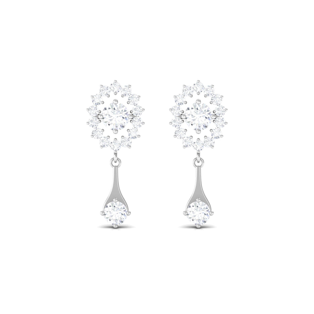 Natural Diamond Drop Dangle Earrings with Certificate