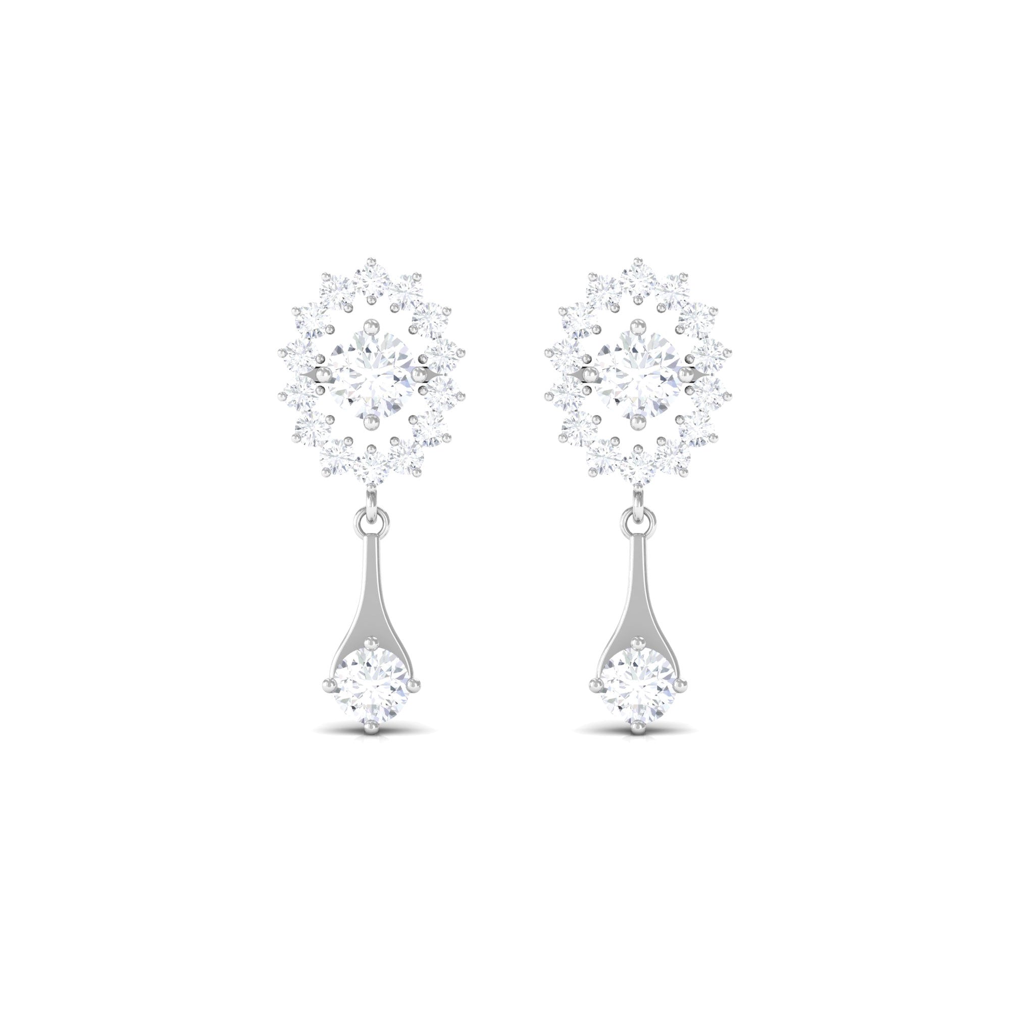 Natural Diamond Drop Dangle Earrings with Certificate