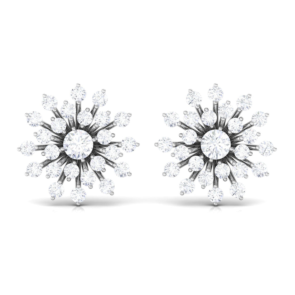 Certified Real Diamond Snowflake Earrings with Screw Back