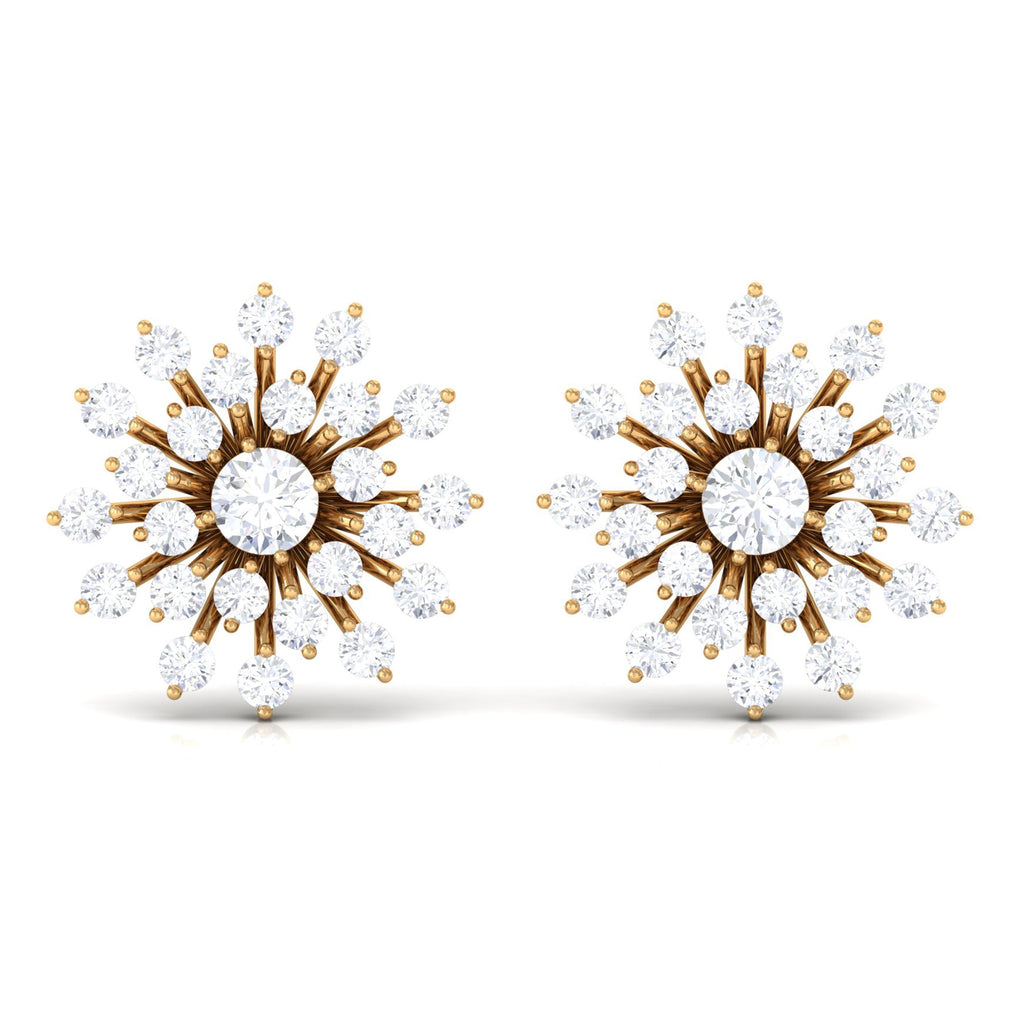 Certified Real Diamond Snowflake Earrings with Screw Back
