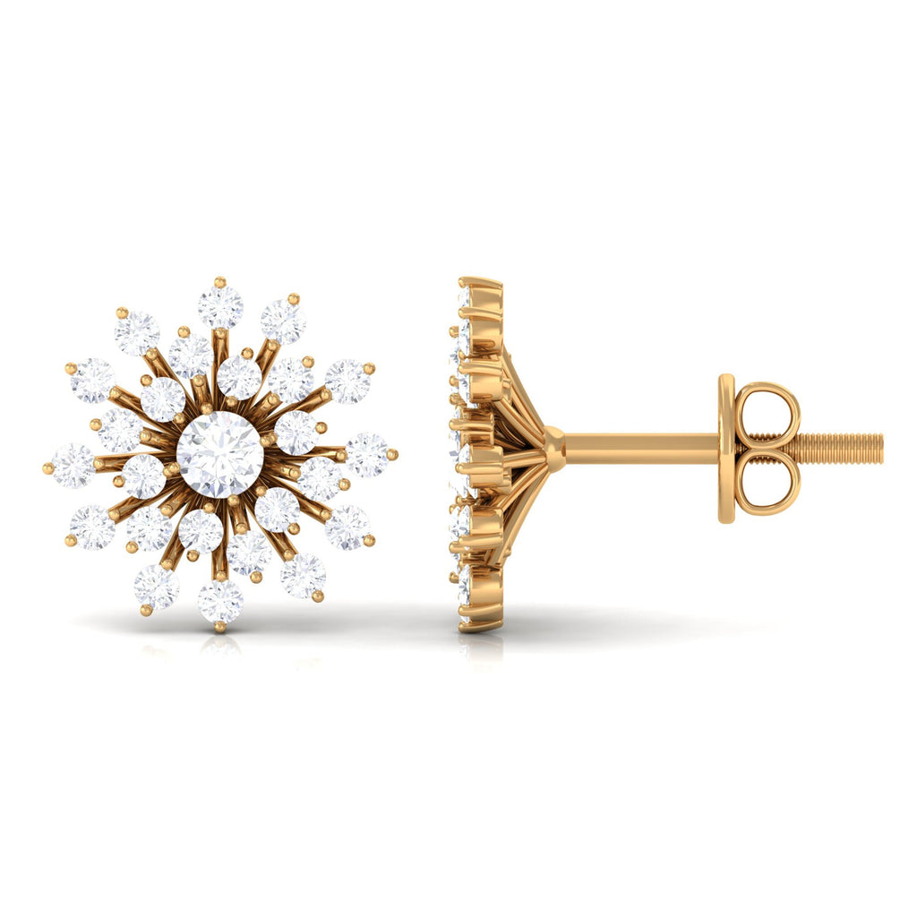 Certified Real Diamond Snowflake Earrings with Screw Back