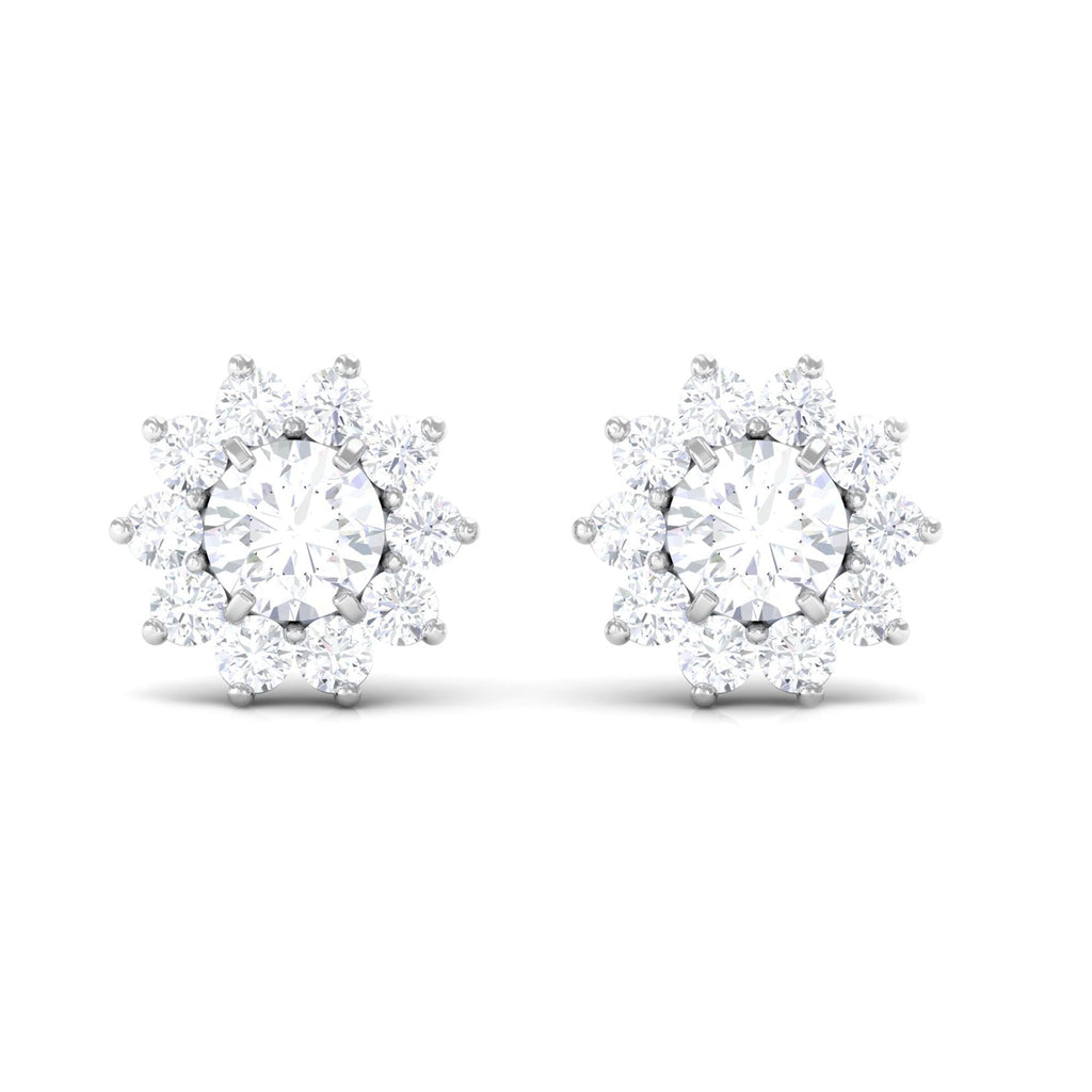 Natural Diamond Stud Earrings with Halo