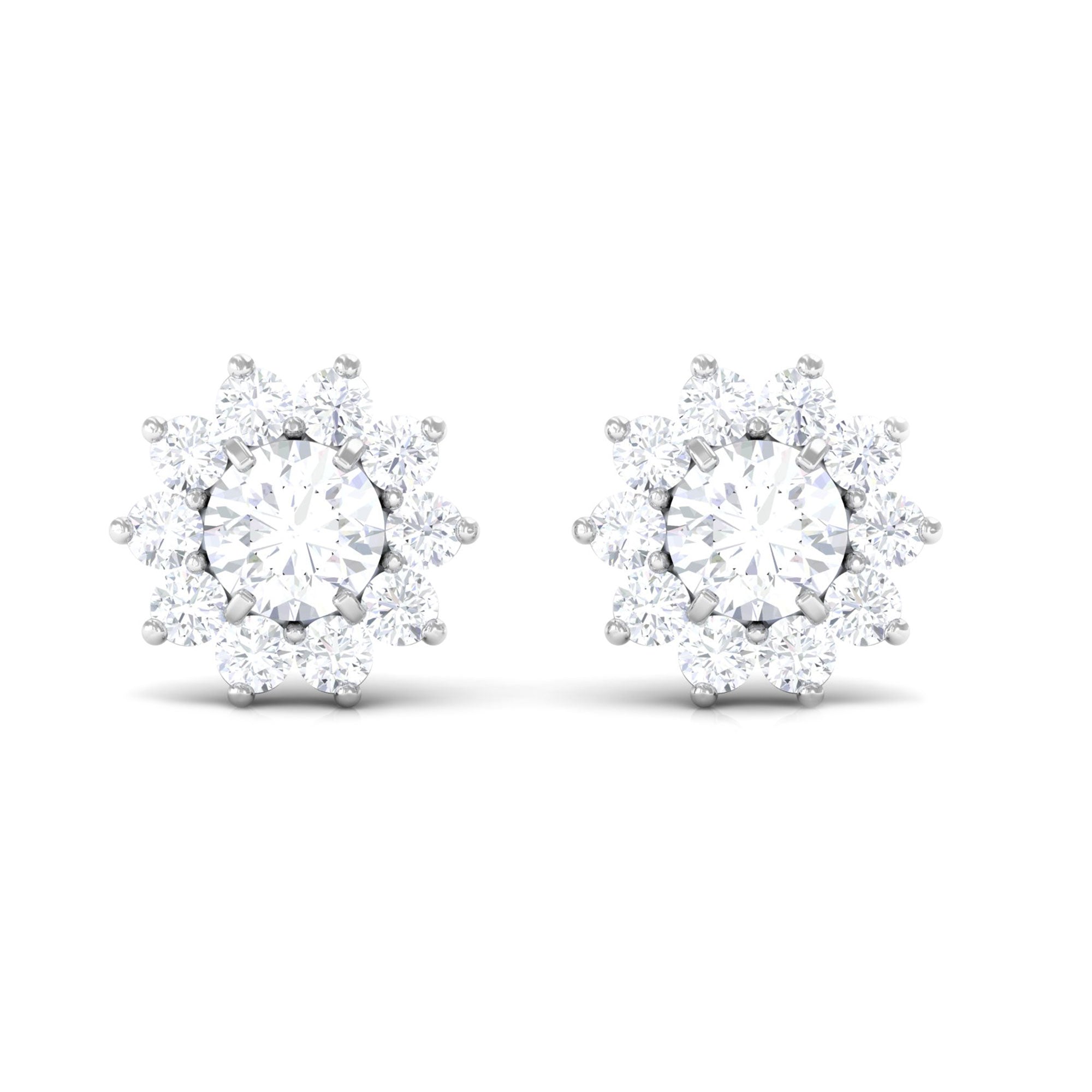 Natural Diamond Stud Earrings with Halo