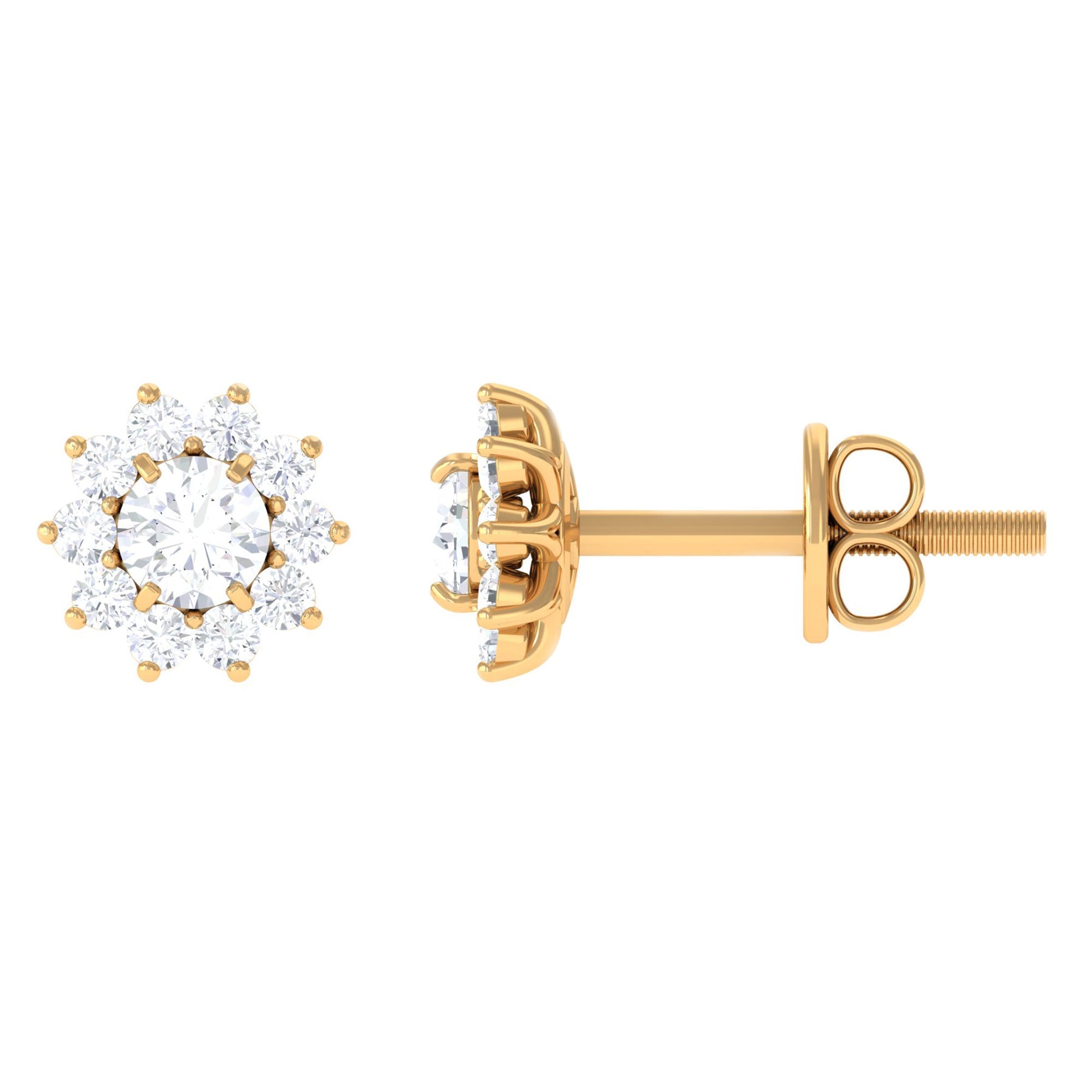 Natural Diamond Stud Earrings with Halo