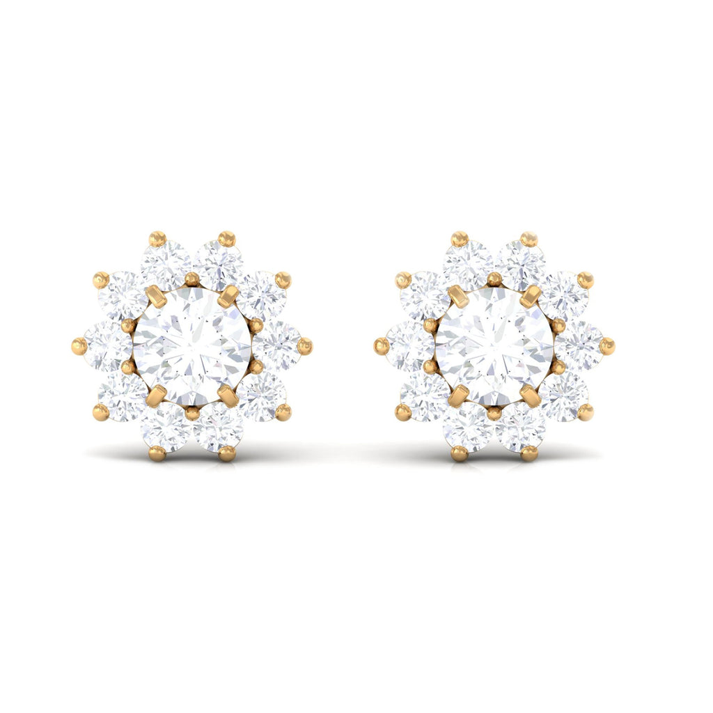 Natural Diamond Stud Earrings with Halo