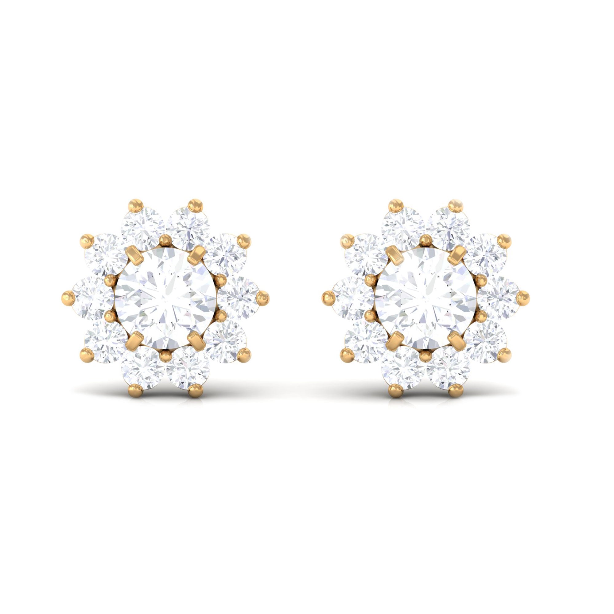 Natural Diamond Stud Earrings with Halo