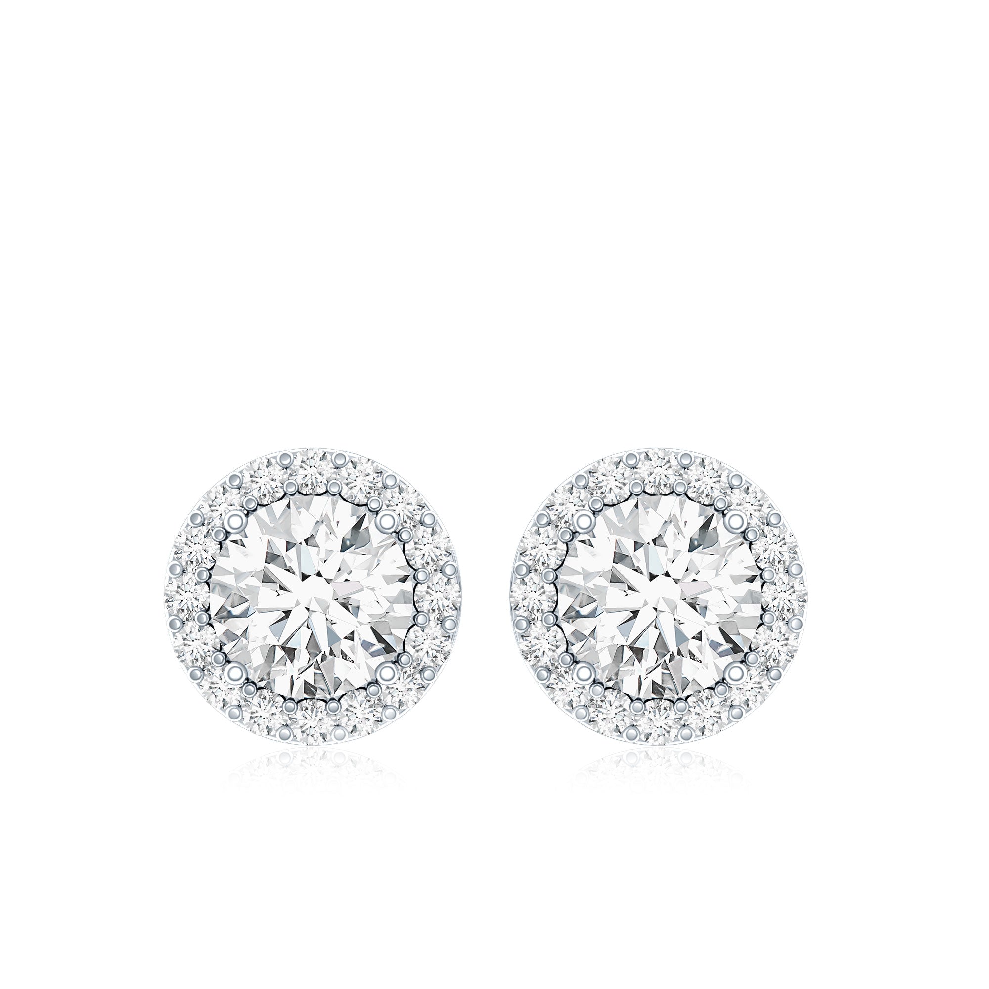 Certified Moissanite Halo Stud Earrings with Screw Back