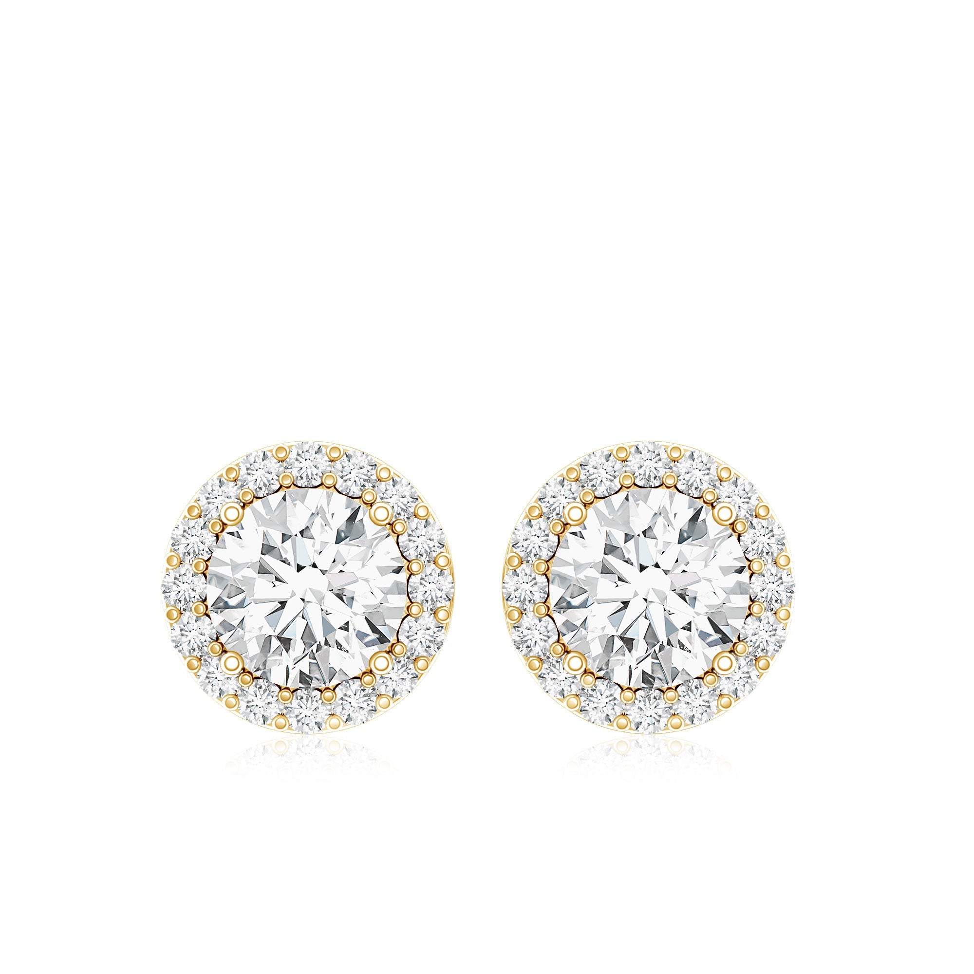 Certified Moissanite Halo Stud Earrings with Screw Back