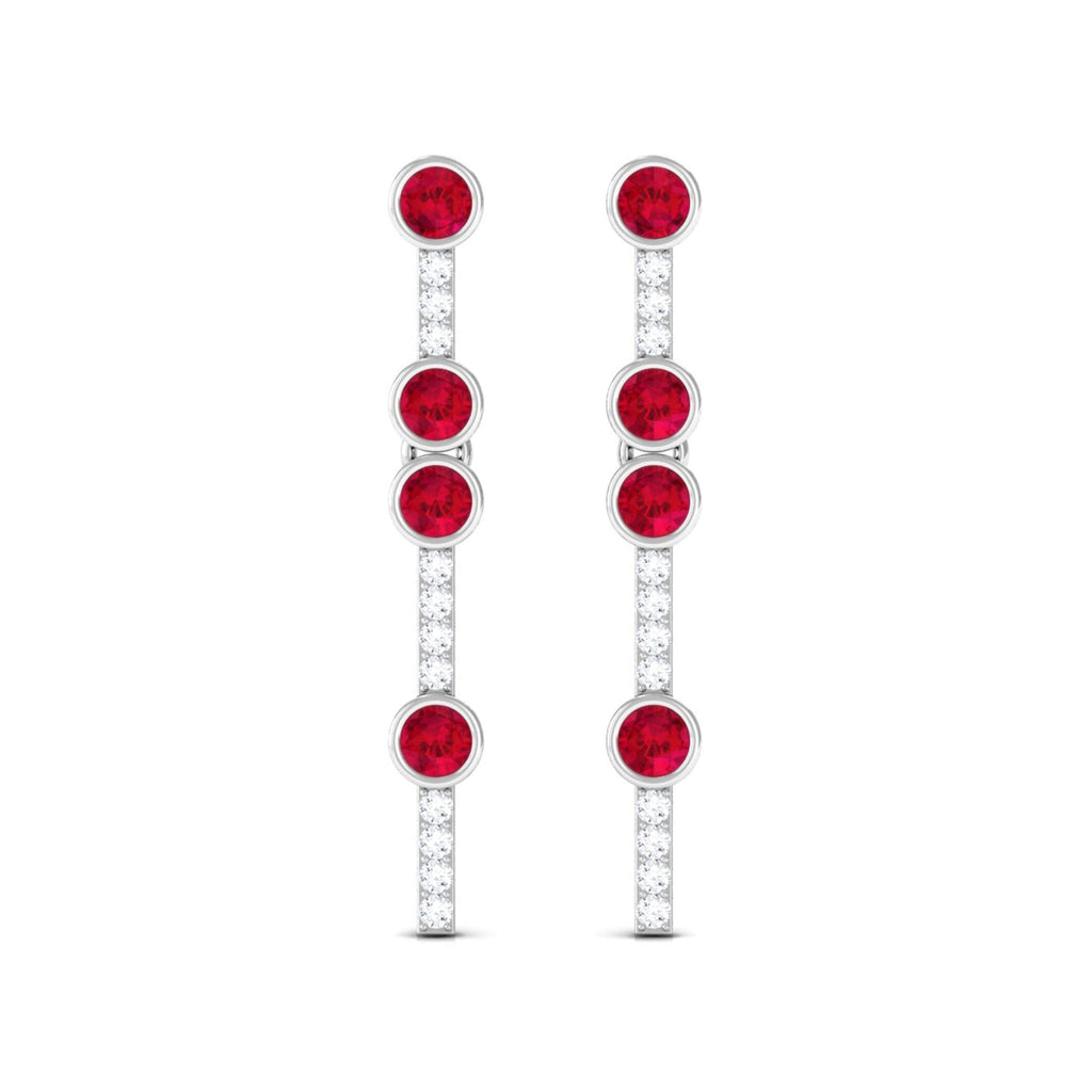 Created Ruby and Diamond Dangle Earrings
