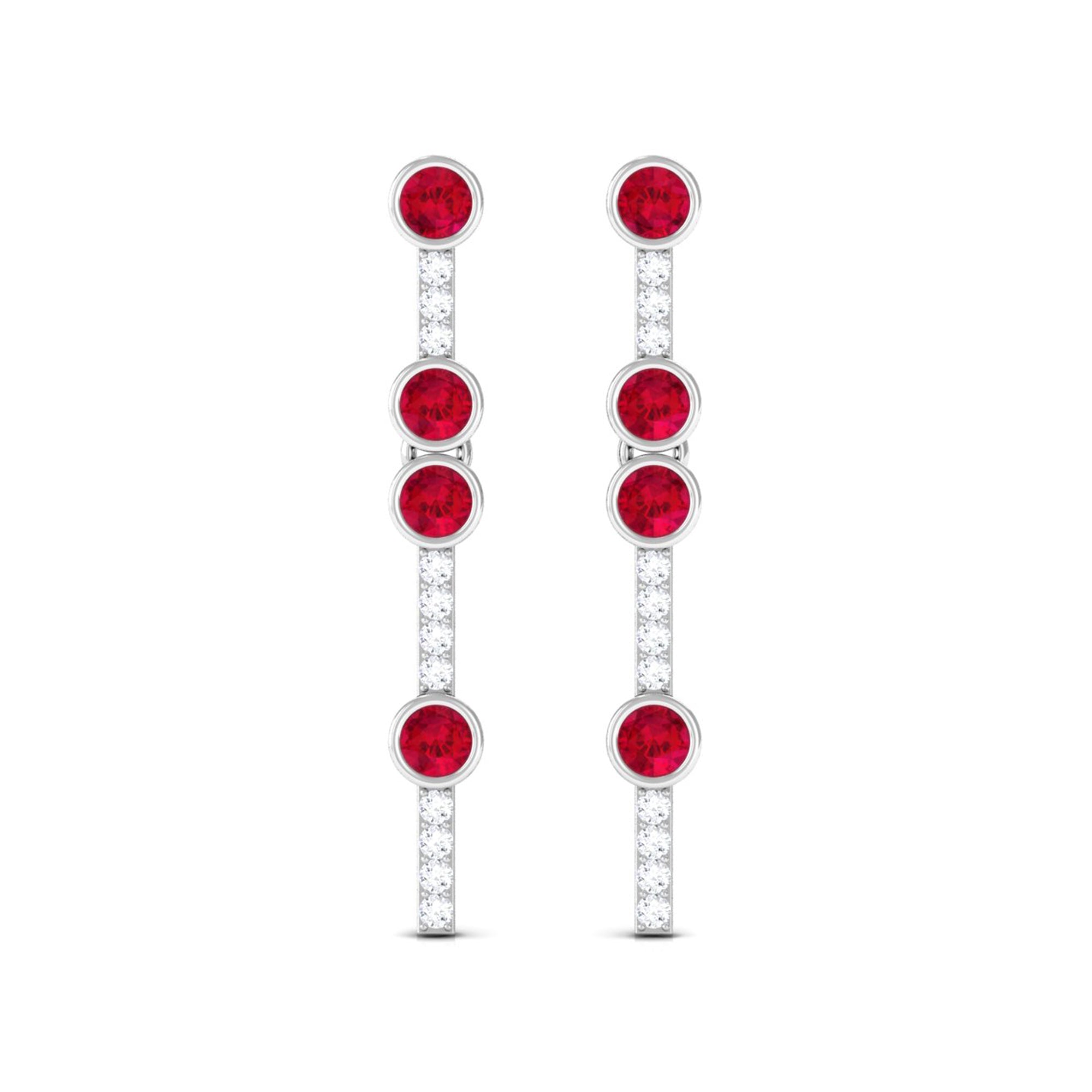 Created Ruby and Diamond Dangle Earrings