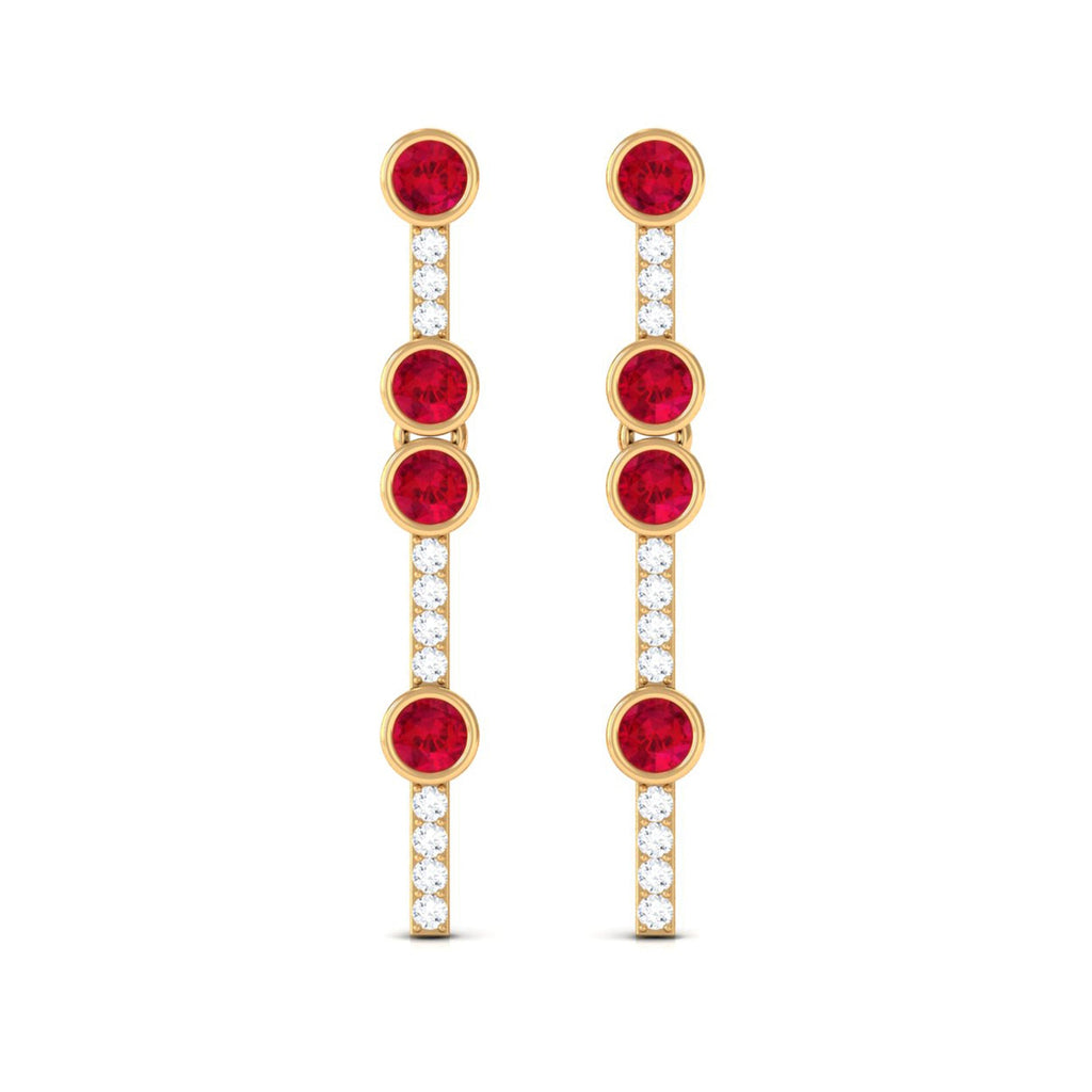 Created Ruby and Diamond Dangle Earrings