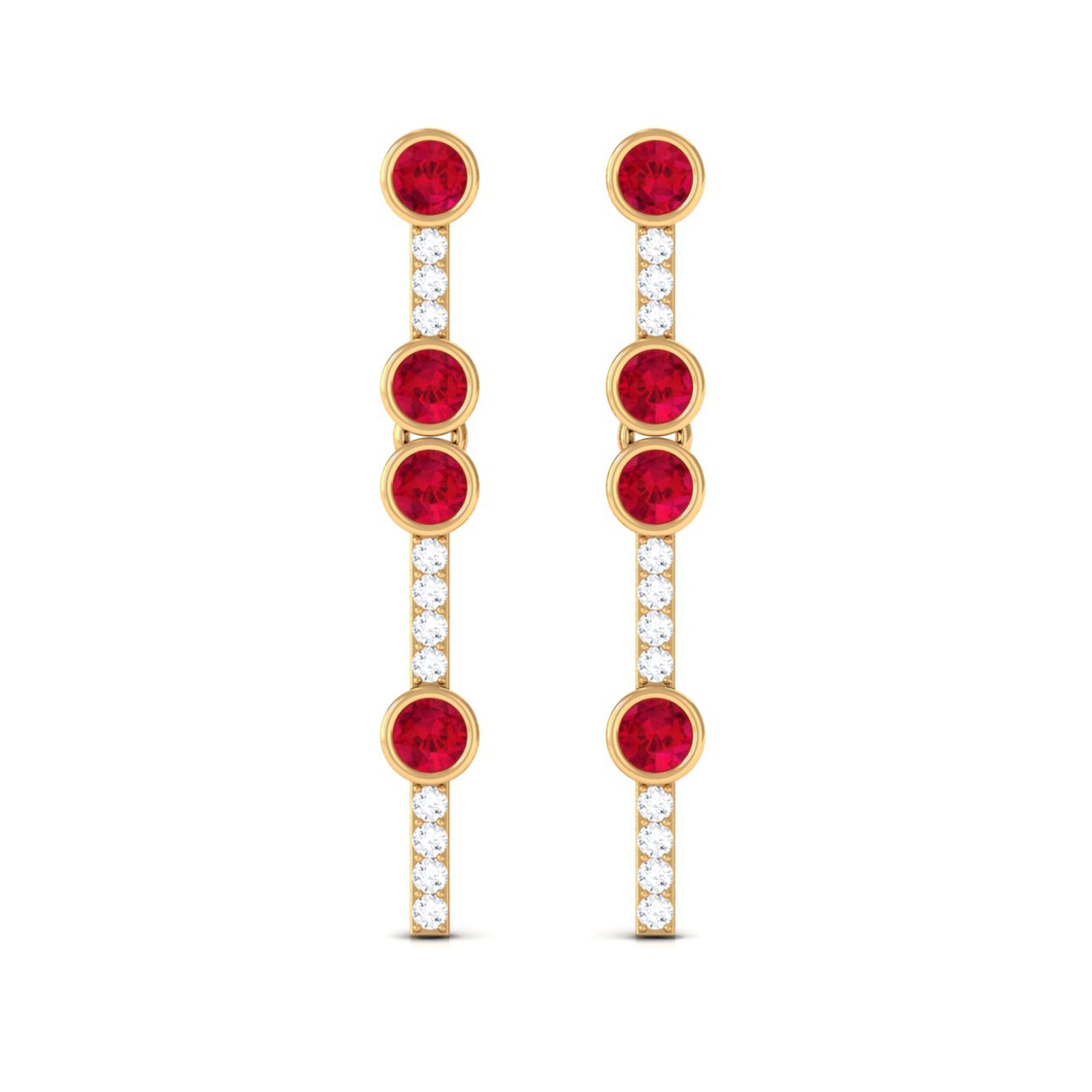 Created Ruby and Diamond Dangle Earrings