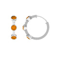 Bezel Set Citrine Hinged Hoop Earrings with Diamond