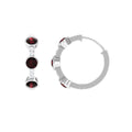 Bezel Set Garnet and Diamond Hinged Hoop Earrings