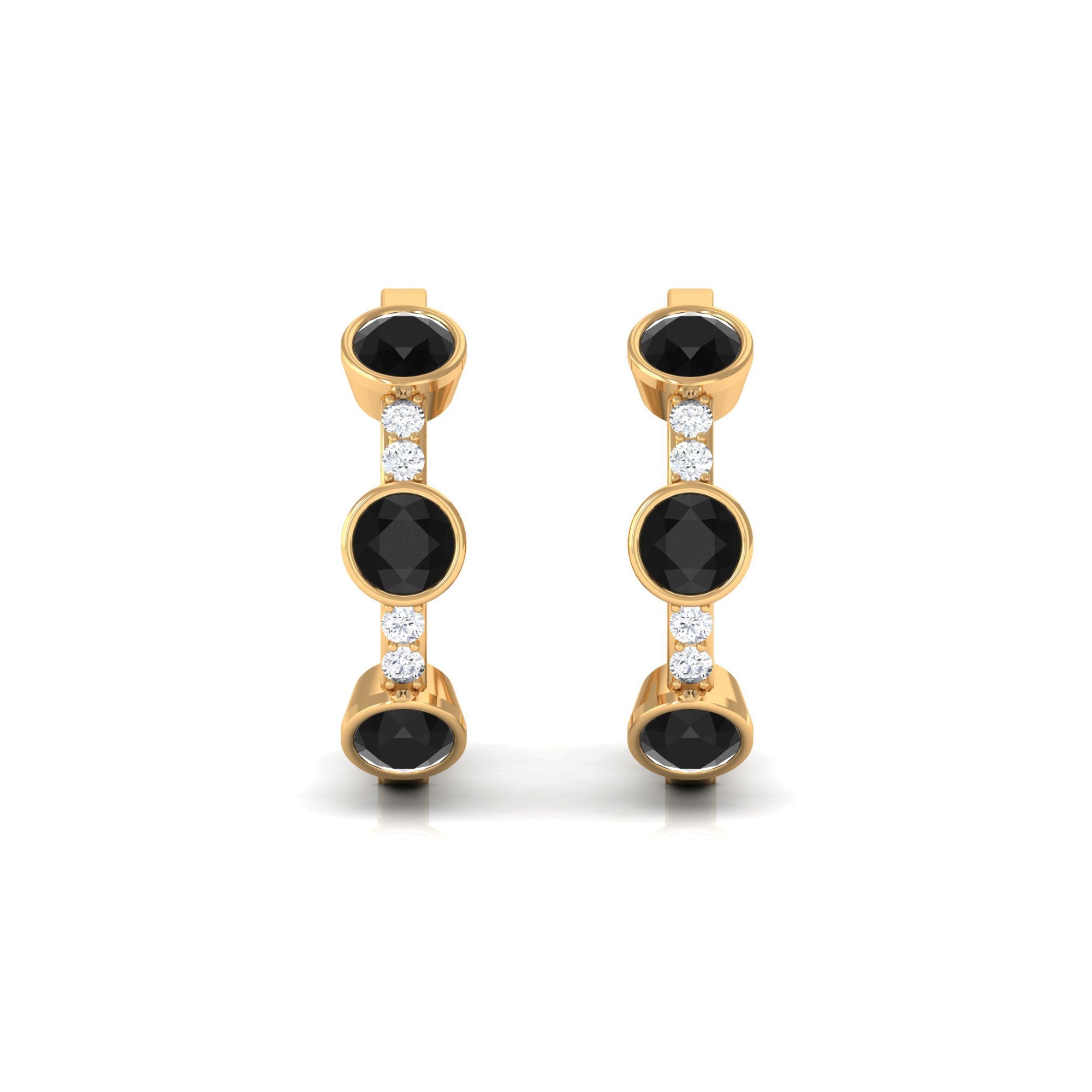 Lab Created Black and White Diamond Hinged Hoop Earrings