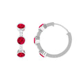 Lab Created Ruby and Diamond Hinged Hoop Earrings