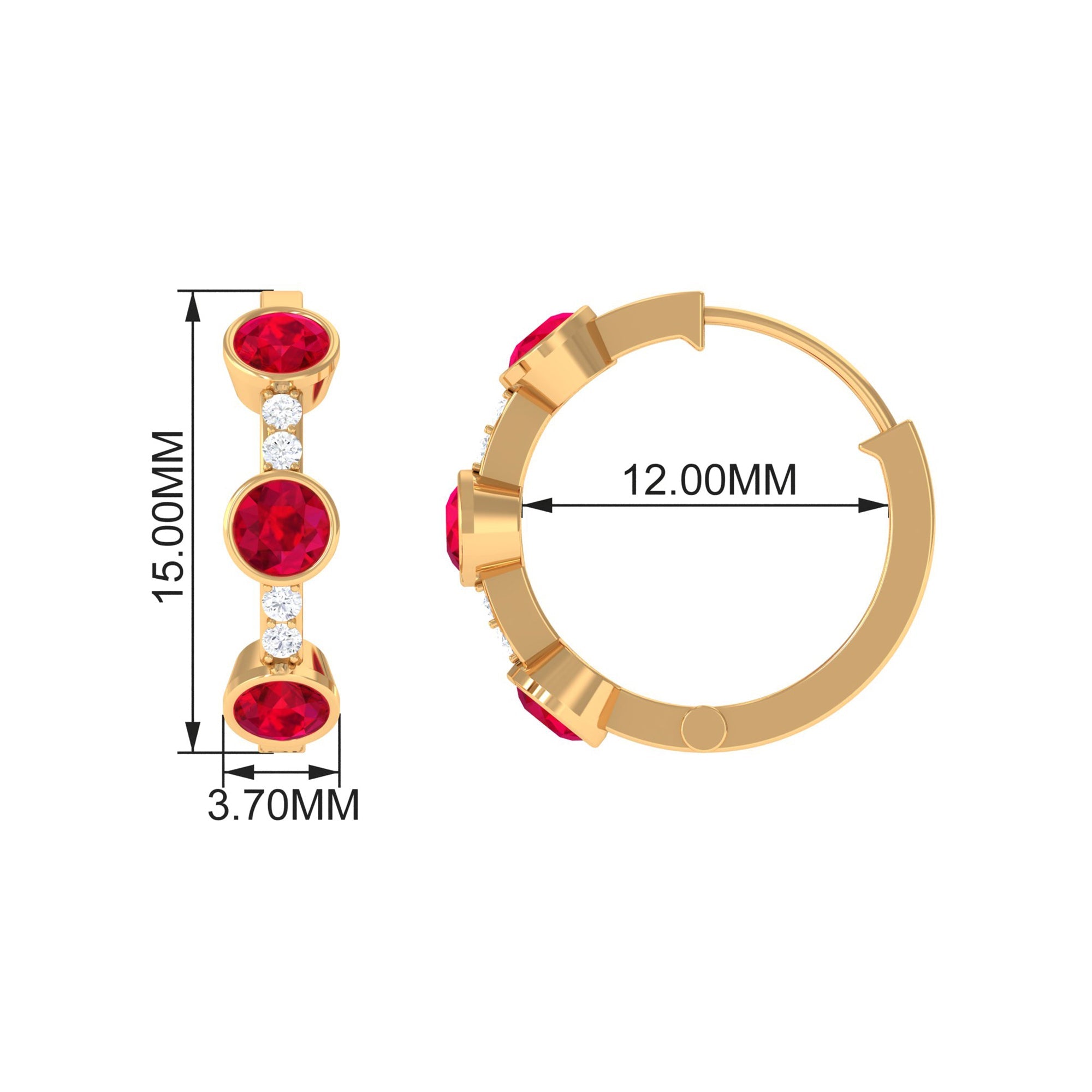 Lab Created Ruby and Diamond Hinged Hoop Earrings