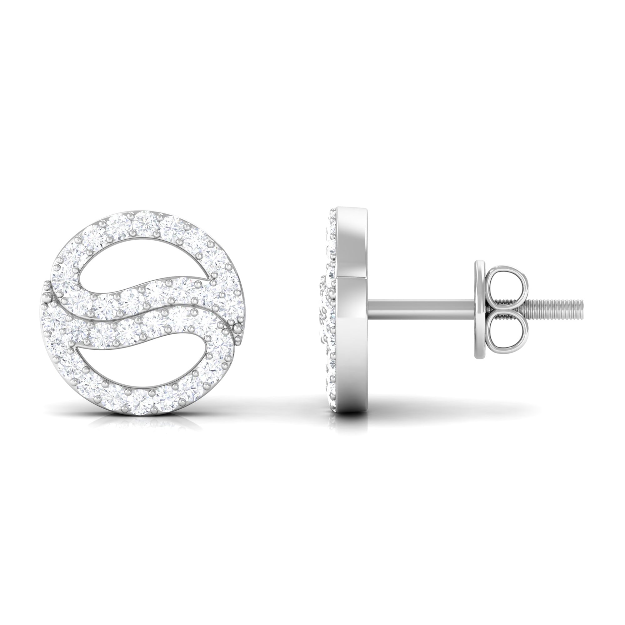 Classic Moissanite Round Stud Earrings in Gold