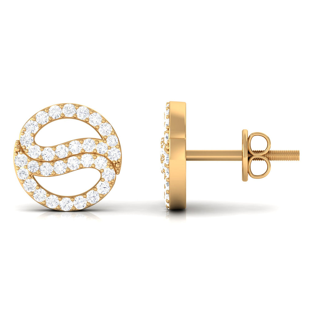 Classic Moissanite Round Stud Earrings in Gold