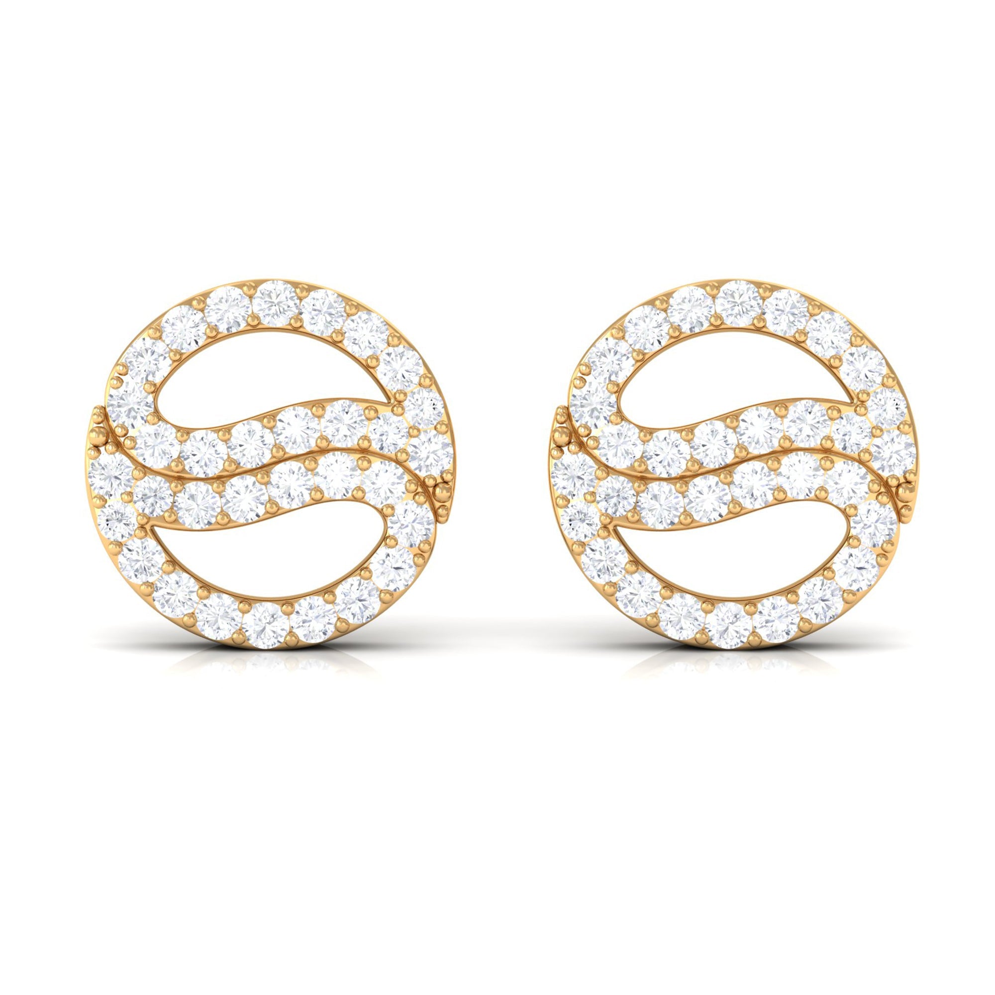 Classic Moissanite Round Stud Earrings in Gold