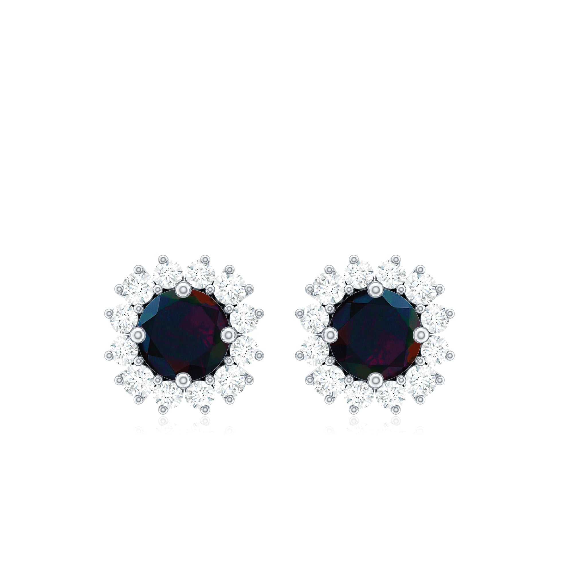 Genuine Black Opal Diamond Earrings with Screw Back