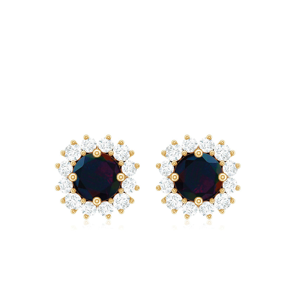 Genuine Black Opal Diamond Earrings with Screw Back